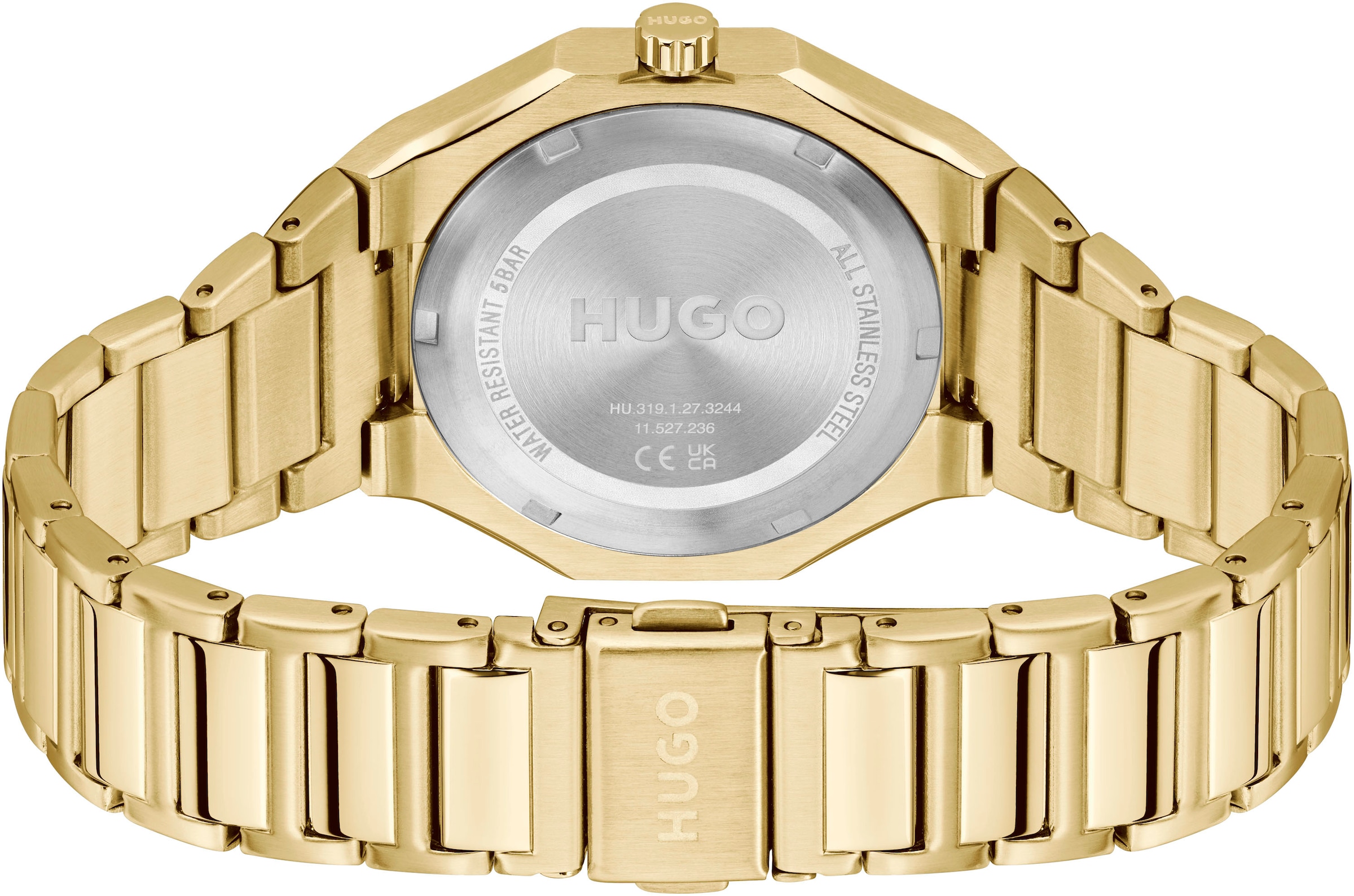 HUGO Quarzuhr »#GRAIL FOR HER«, Armbanduhr, Damenuhr, analog, Edelstahlarmband