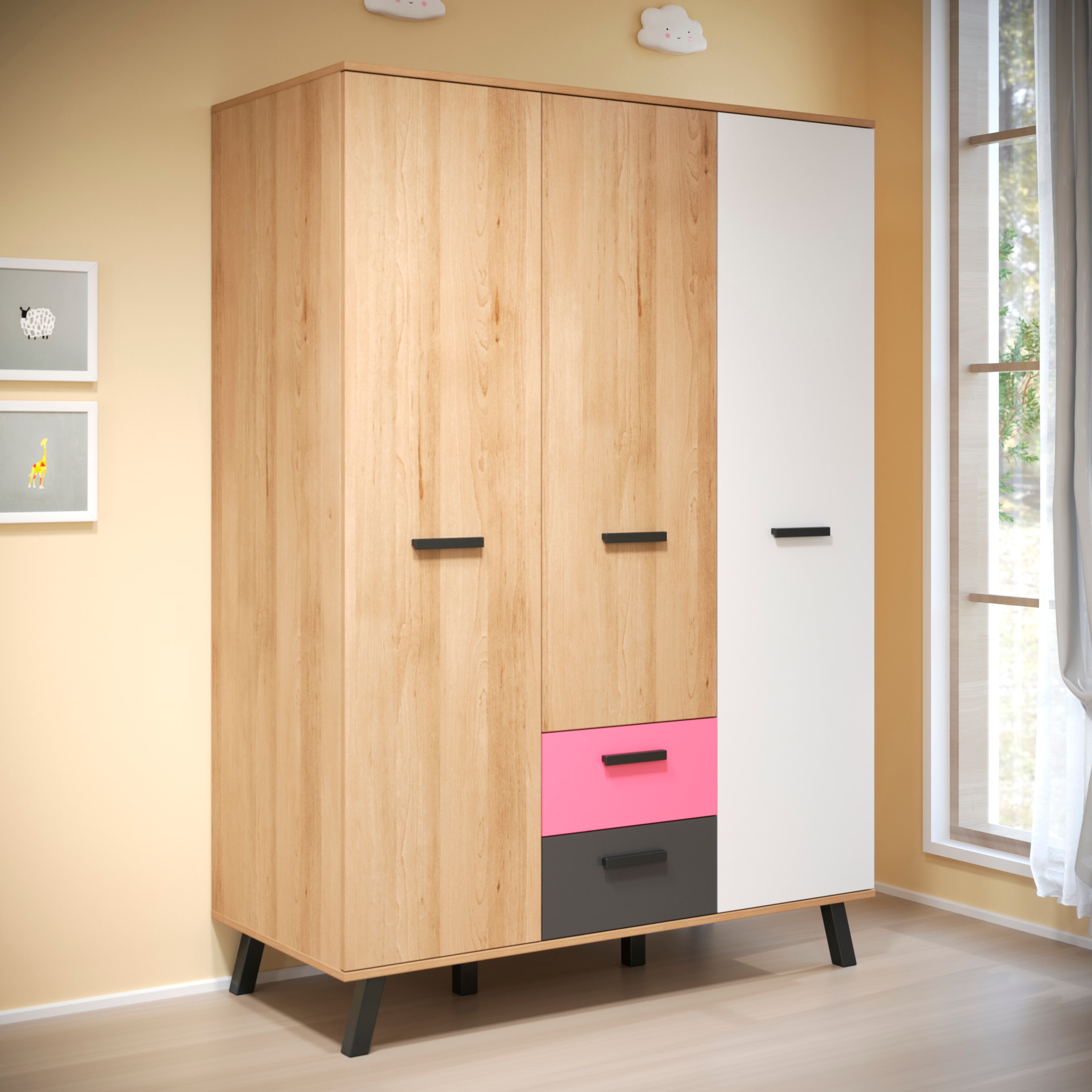 trendteam Kleiderschrank »Mats«, Front teilweise wechselbar - Rosa oder Blau