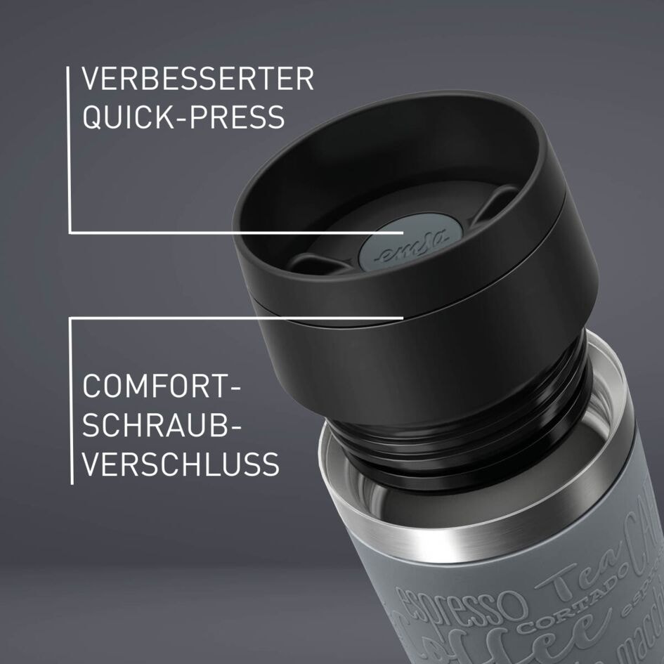 Emsa Thermobecher »Travel Mug Classic, mit 360°-Trinköffnung, auslaufsicher, rutschfest« 4h heiß, 8h kalt - 360 ml / 6h heiß, 12h kalt - 500 ml, 100% dicht
