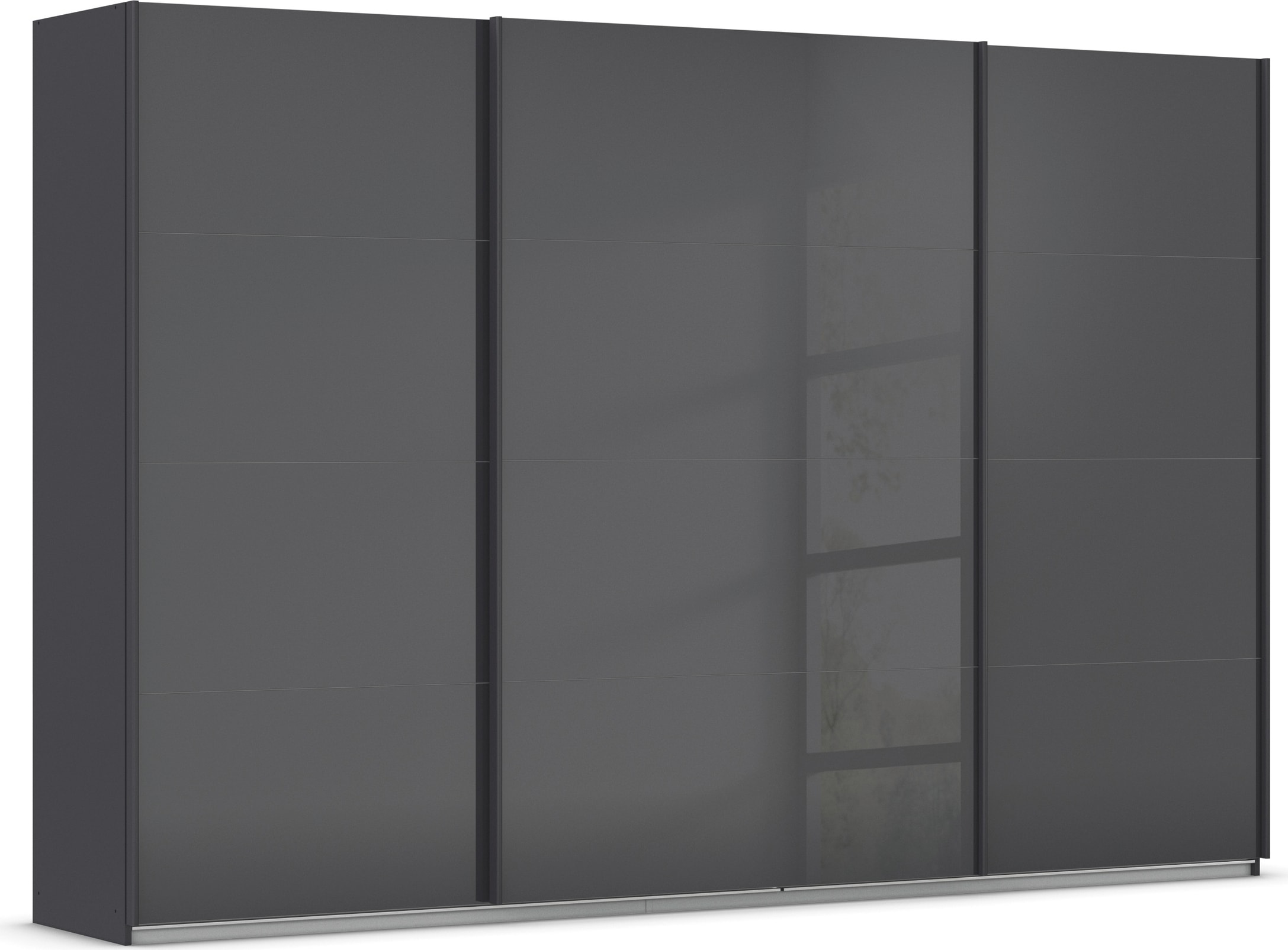 Rauch Schwebetürenschrank »Kleiderschrank Schrank Garderobe AGORDO mit Glasfront« durchdachte Innenausstattung in grau, Größe B/H/T: 315 cm x 210...