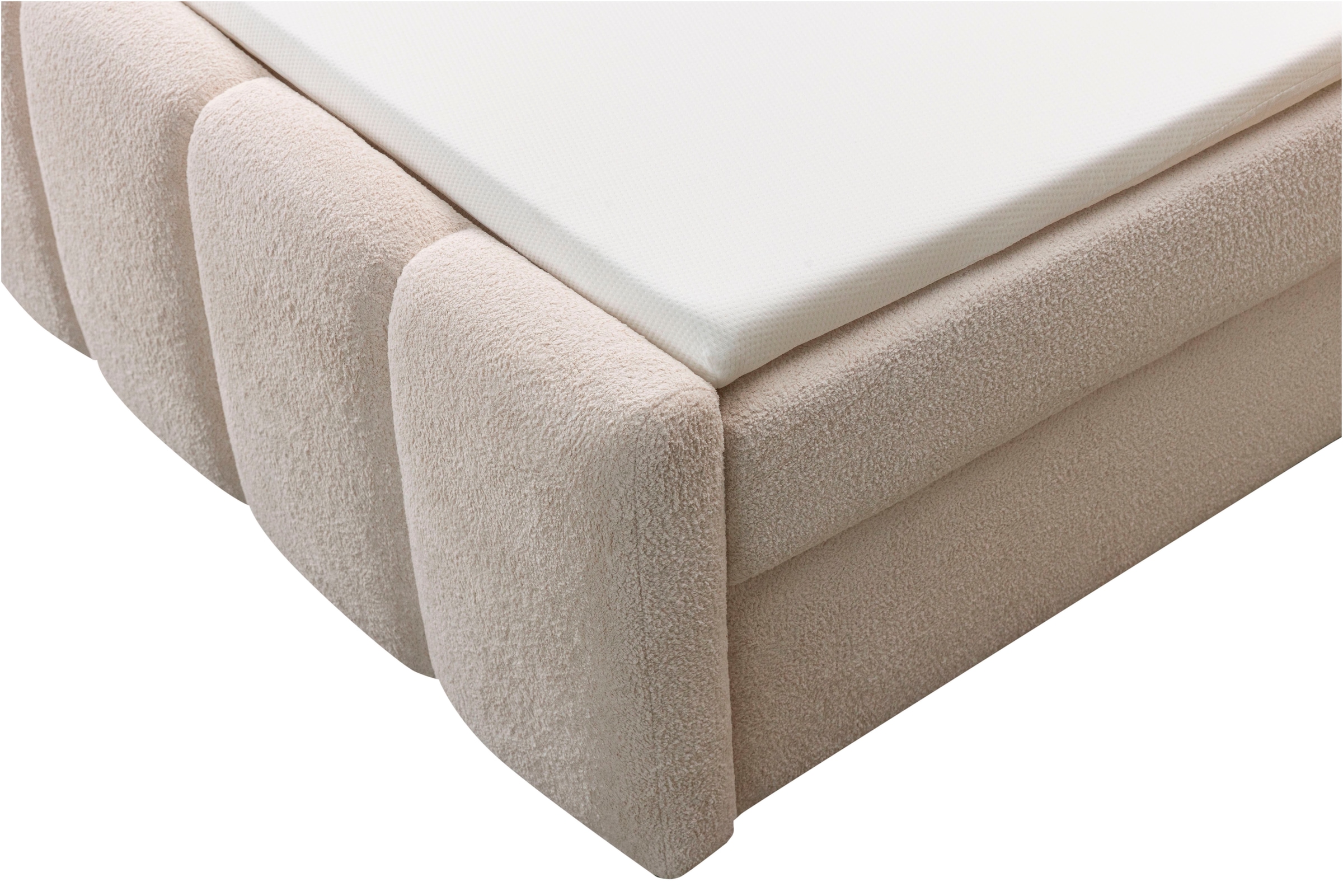 OTTO home Boxbett »MIMMIE, Polsterbett mit Bettkasten, Liegefläche 180x200cm« mit Komfortschaum-Topper, Chenille-Bezug