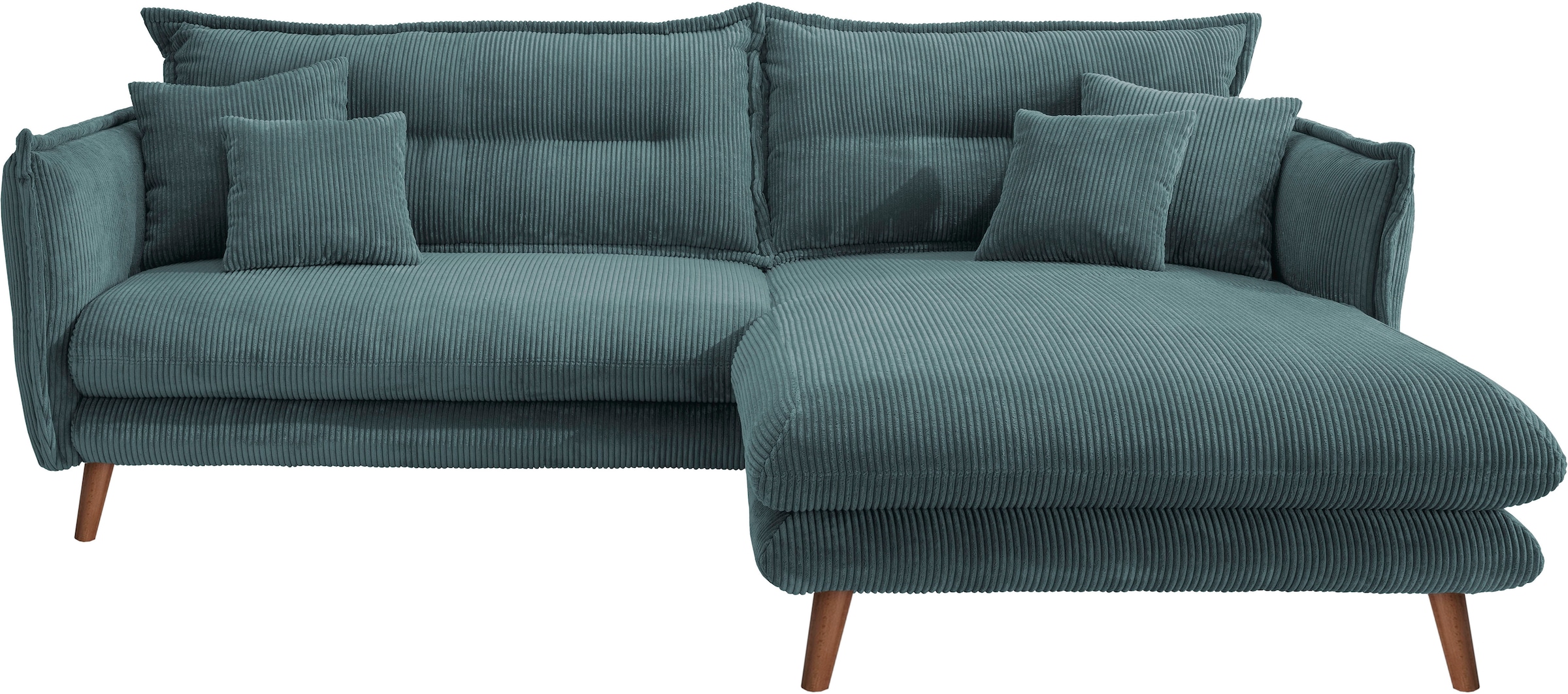 INOSIGN Ecksofa »Lazio modern und bequem, schmale Armlehnen, tolle Detailverarbeitung«, zwei verschiedene Fußfarben wählbar