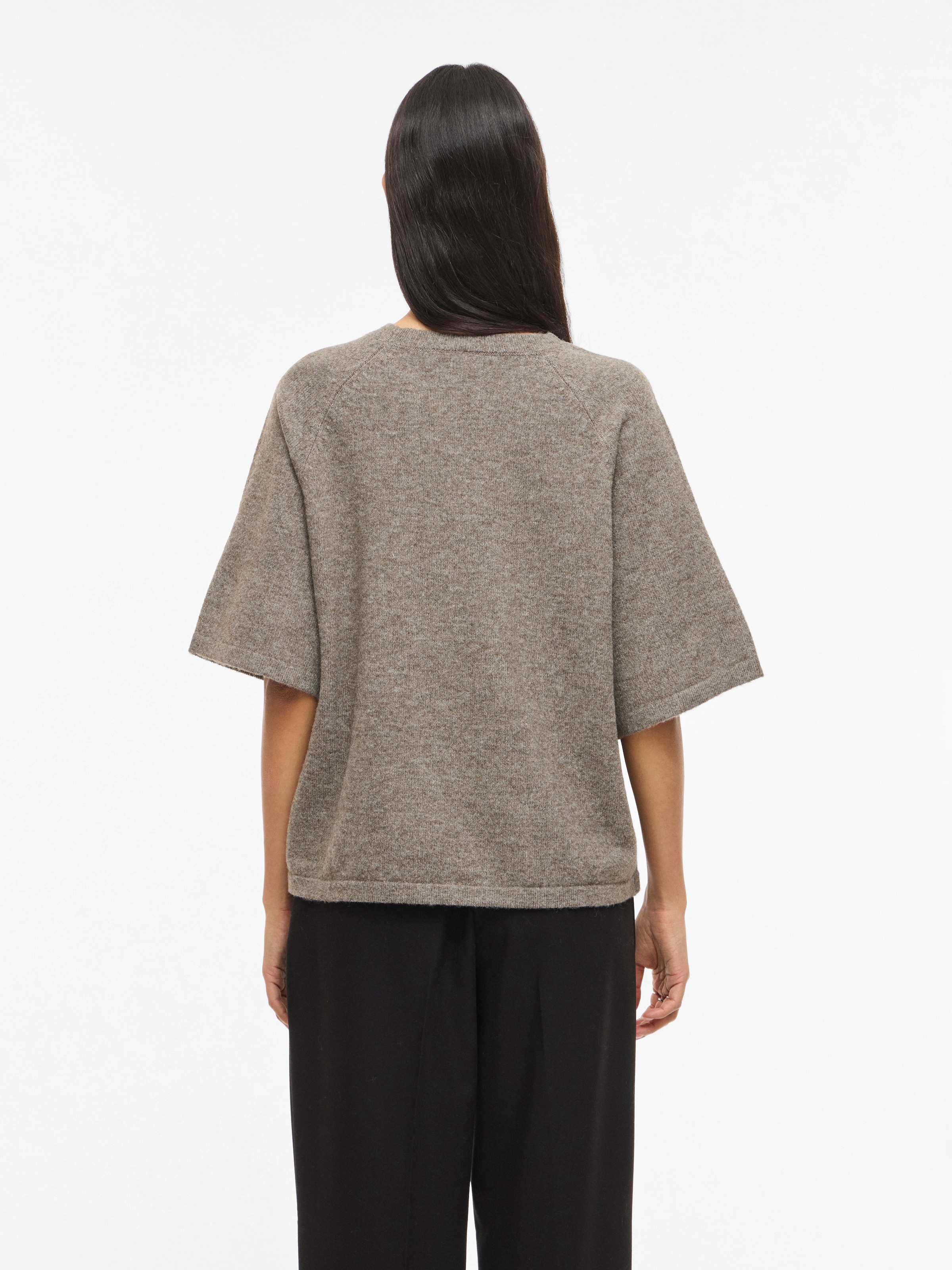 Vila Strickpullover »VILIGA 2/4 O-NECK KNIT TOP - NOOS« Materialmix, relaxed fit