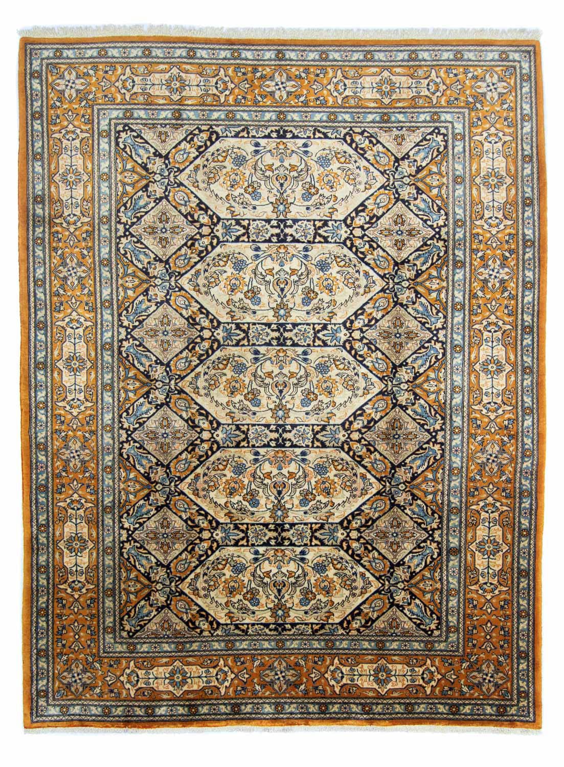 Wollteppich »Keshan Medaillon Arancione 292 x 210 cm«, rechteckig, Unikat mit Zertifikat