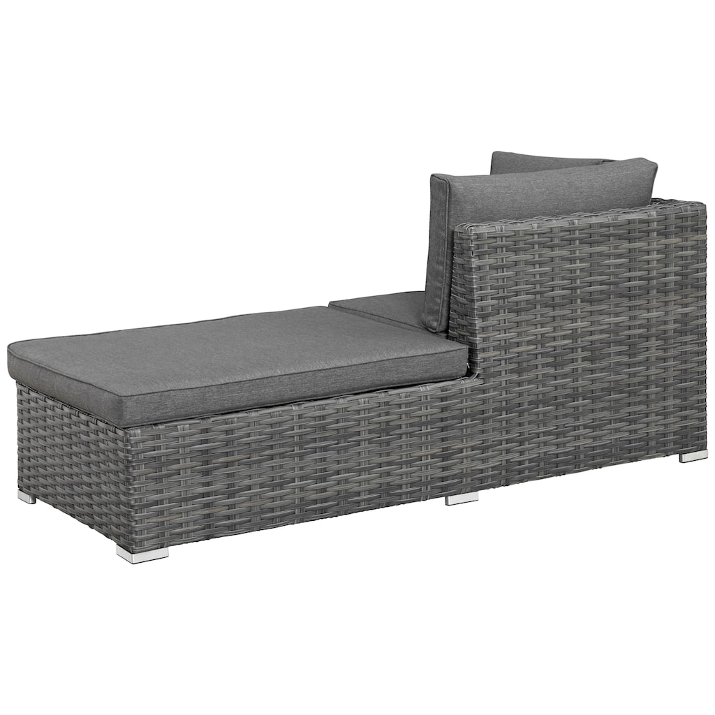 KONIFERA Gartenlounge-Set »New York«, (21 tlg., 1x 3er AZ-Sofa, 1x Ecke, 1x Sessel, 1x Ottomane mit Staufach, 1x Tisch), Tisch 110x65 cm, Aluminium,Polyrattan,individuell stellbar,10 Personen