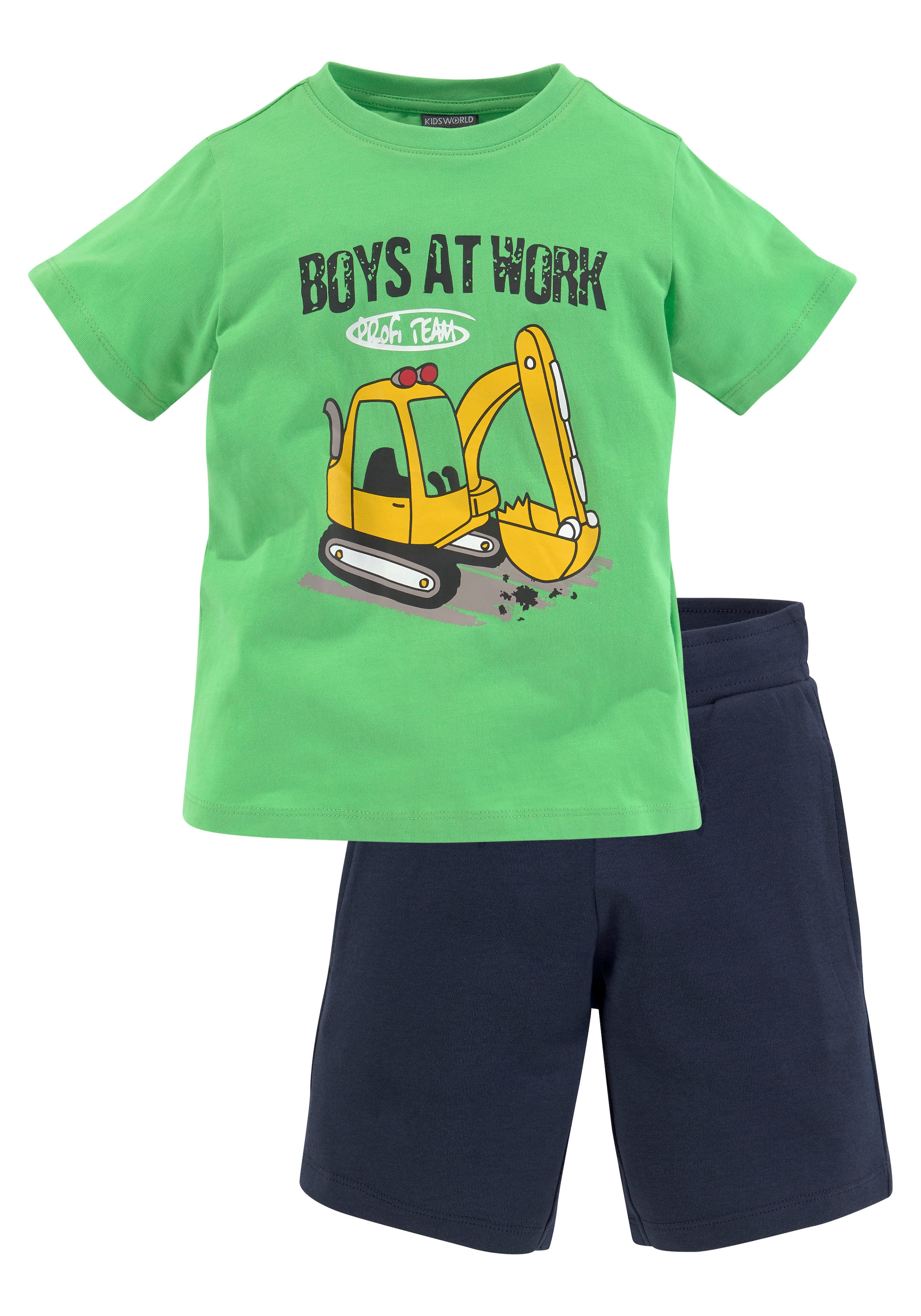 2 tlg., Shorts, KIDSWORLD T-Shirt+Sweatbermudas), BOYS Shirt & bei (Spar-Set, WORK AT OTTO