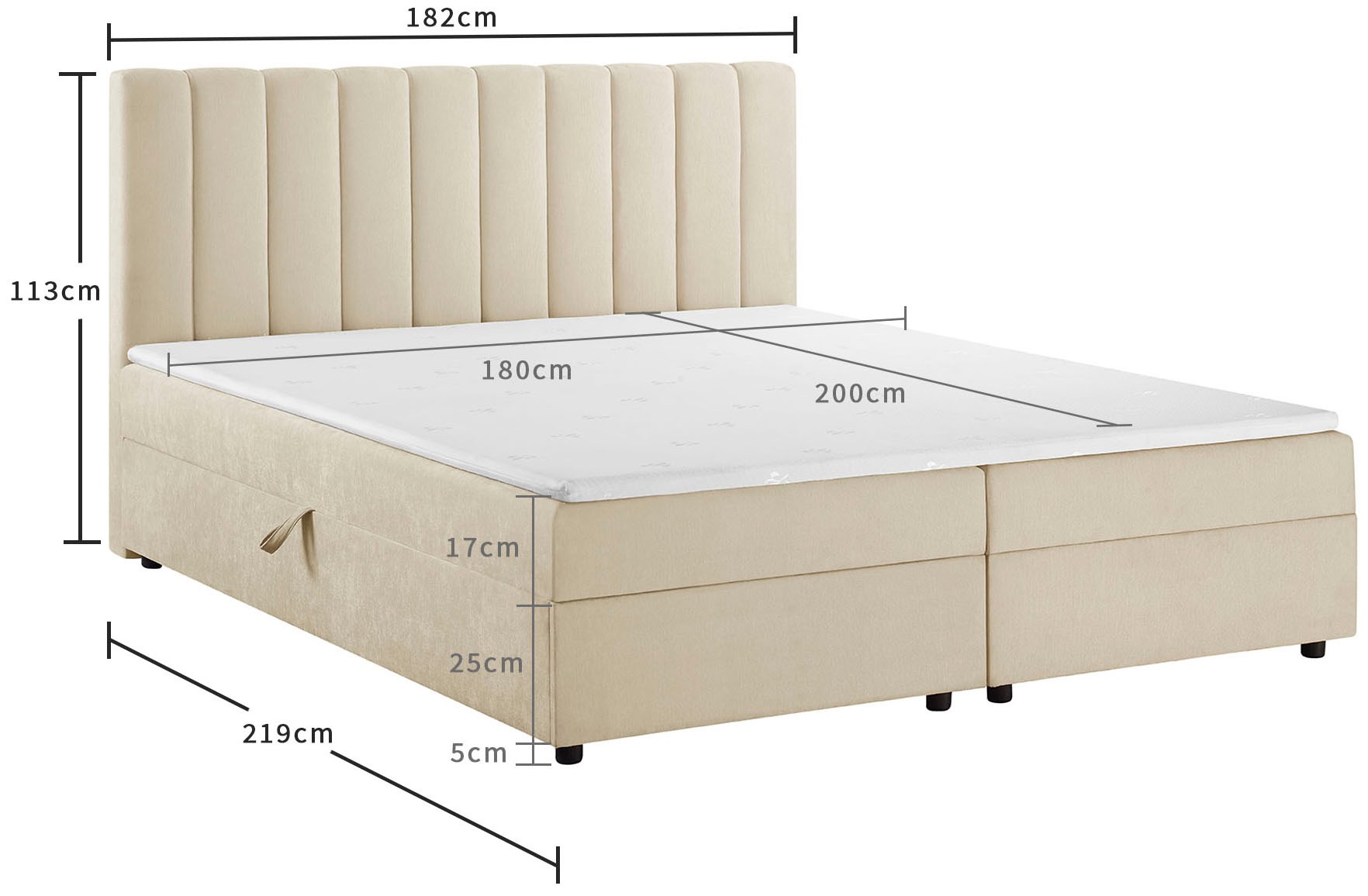 OTTO home Boxbett »Haileyy inkl. Bettkasten und Topper, Liegefläche 180x200cm« erhältlich in der Größe 180x200 cm