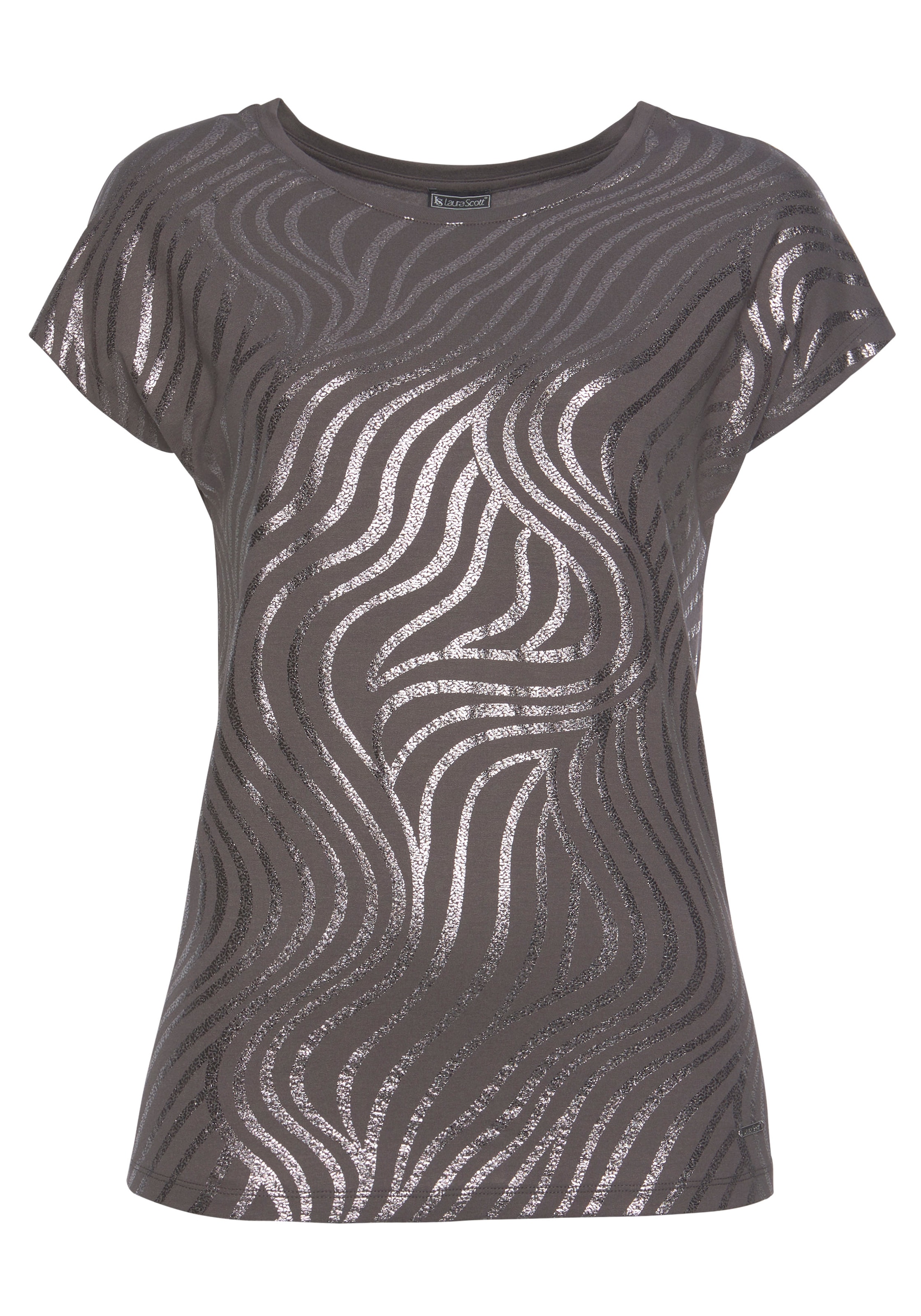Laura Scott Rundhalsshirt, Kurzarm, figurumspielend, aus elastischem Single Jersey