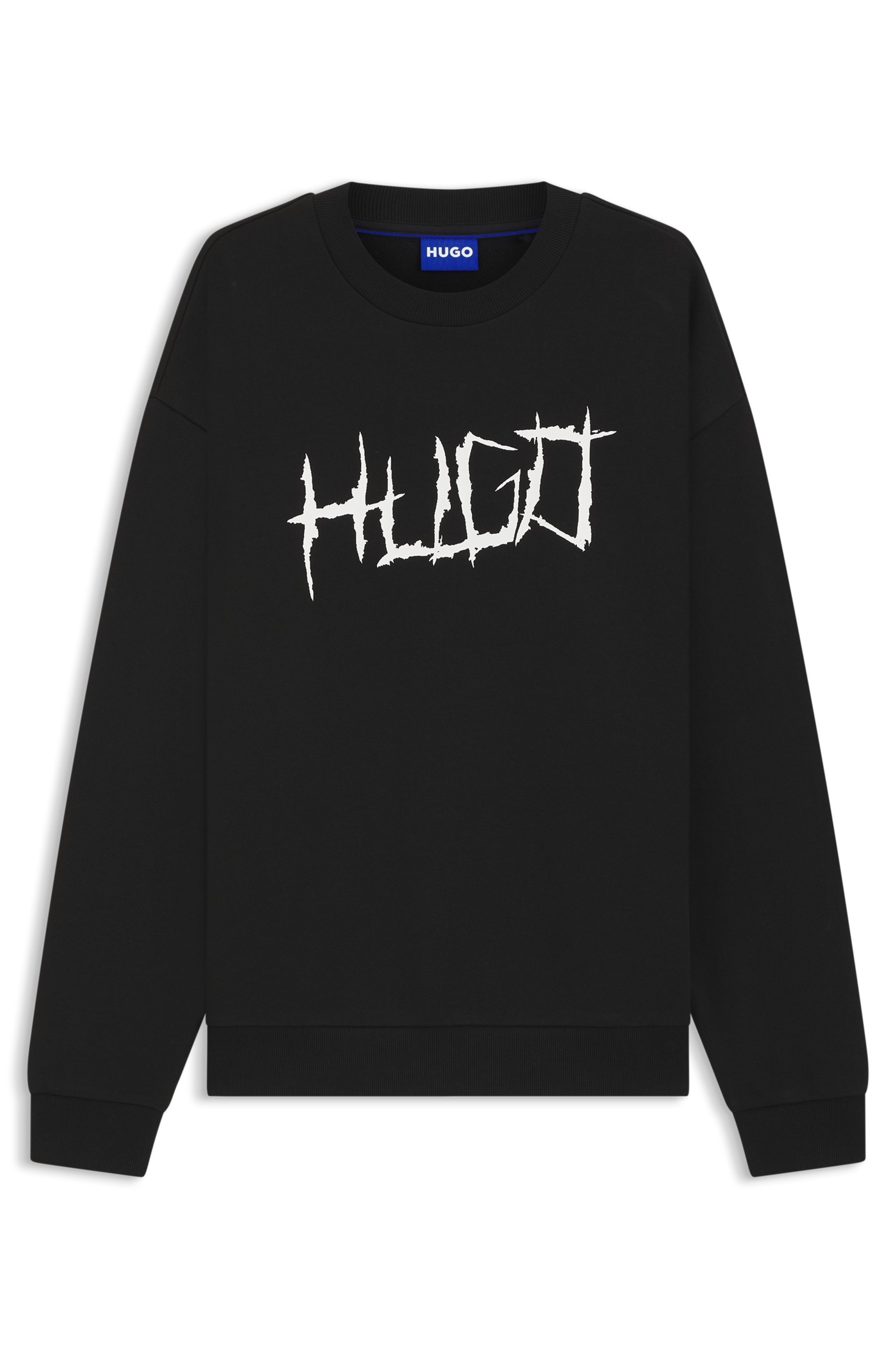 HUGO Blue Sweatshirt , Regular Fit, Logo-Print, Rundhalsausschnitt
