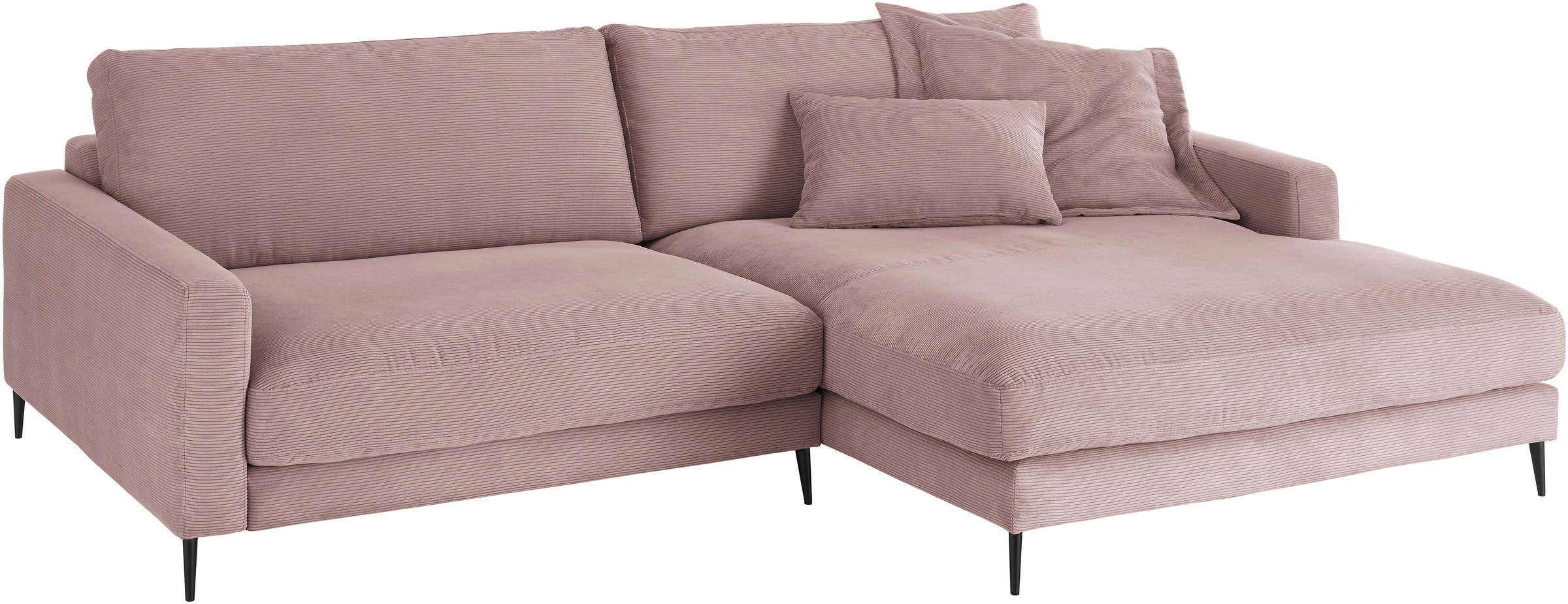 Home affaire Ecksofa »Downtown, B/T/H: 272/190/84 cm L-Form« weicher Sitzkomfort auch in Cord und Bouclé, incl. Zierkissen