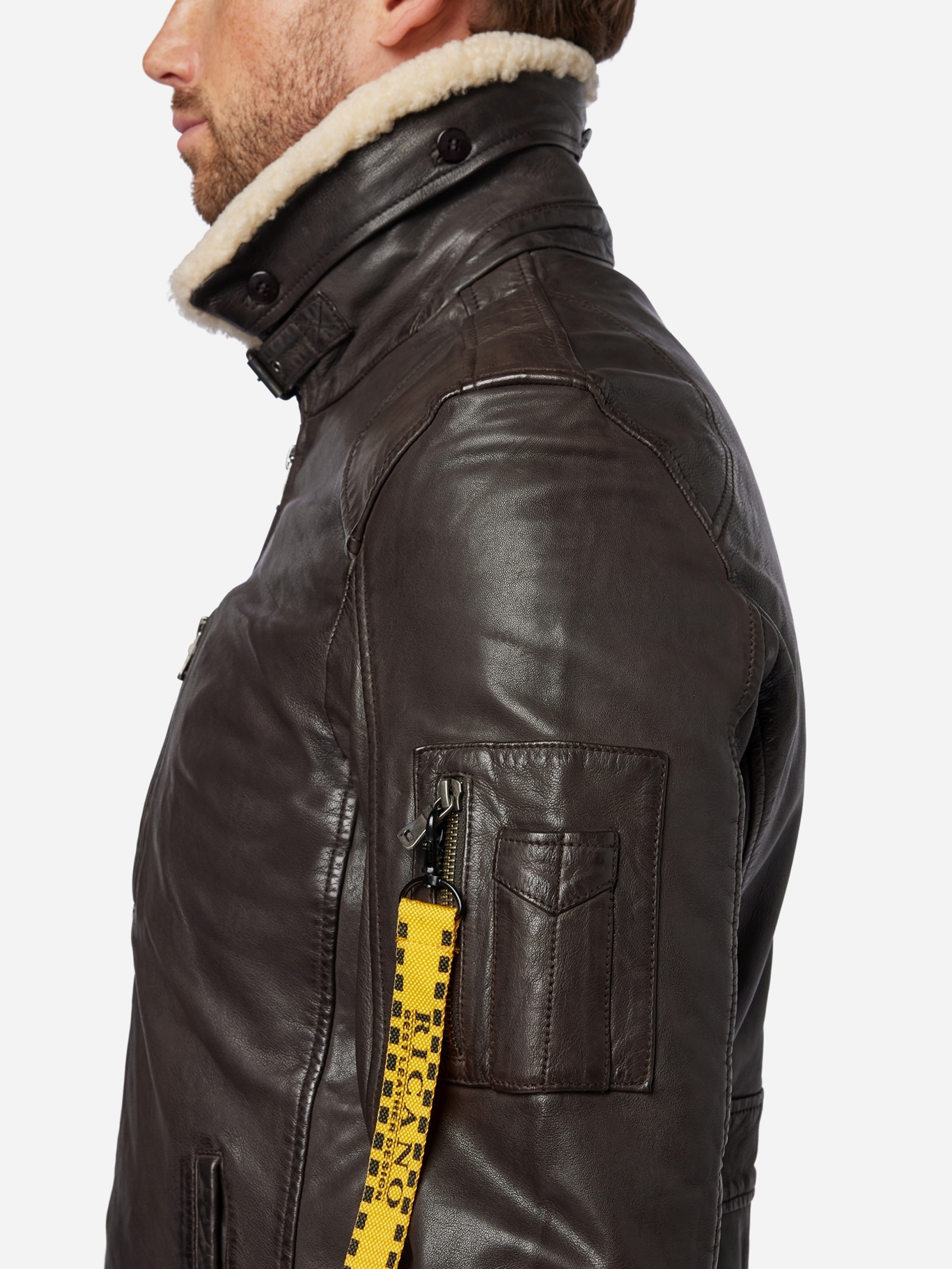 RICANO Bomberjacke »Lederjacke TG-1011« ohne Kapuze Handgefertigt aus echtem Leder