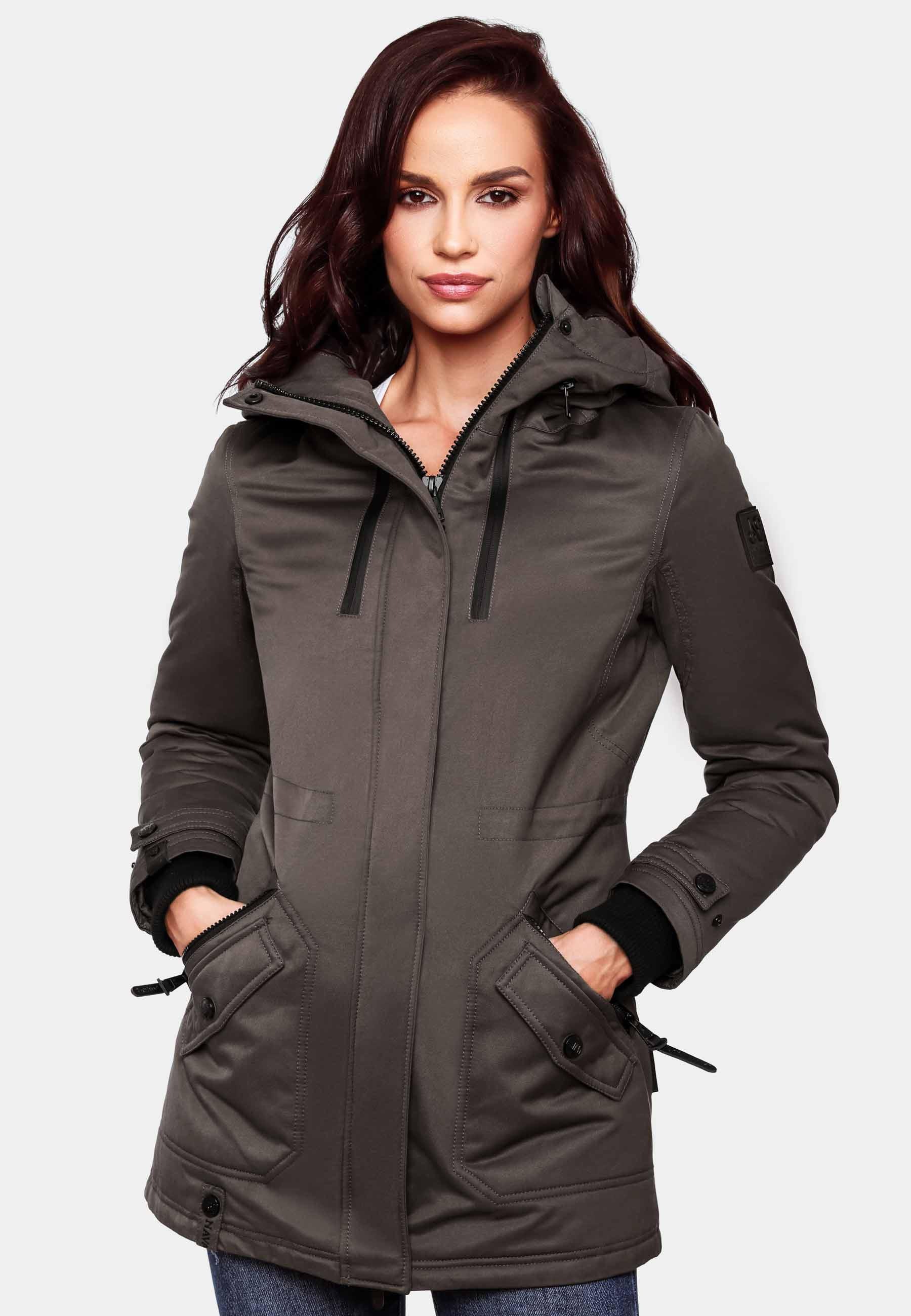Navahoo Wintermantel »Wintermantel Avrille II«, sportlicher Damen Winter Kurzmantel mit großer Kapuze