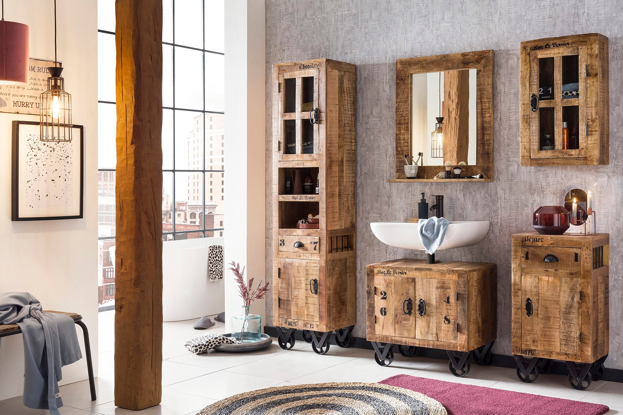 SIT Kommode »Rustic«, mit schwarzem Aufdruck im Industrial-Stil
