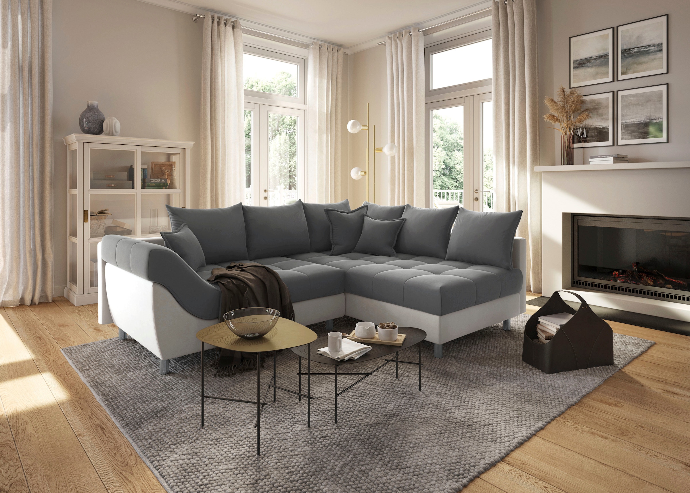 COLLECTION AB Ecksofa Joseli,  mit Zier- und Rückenkissen, komfortable Schanzen-Armlehne