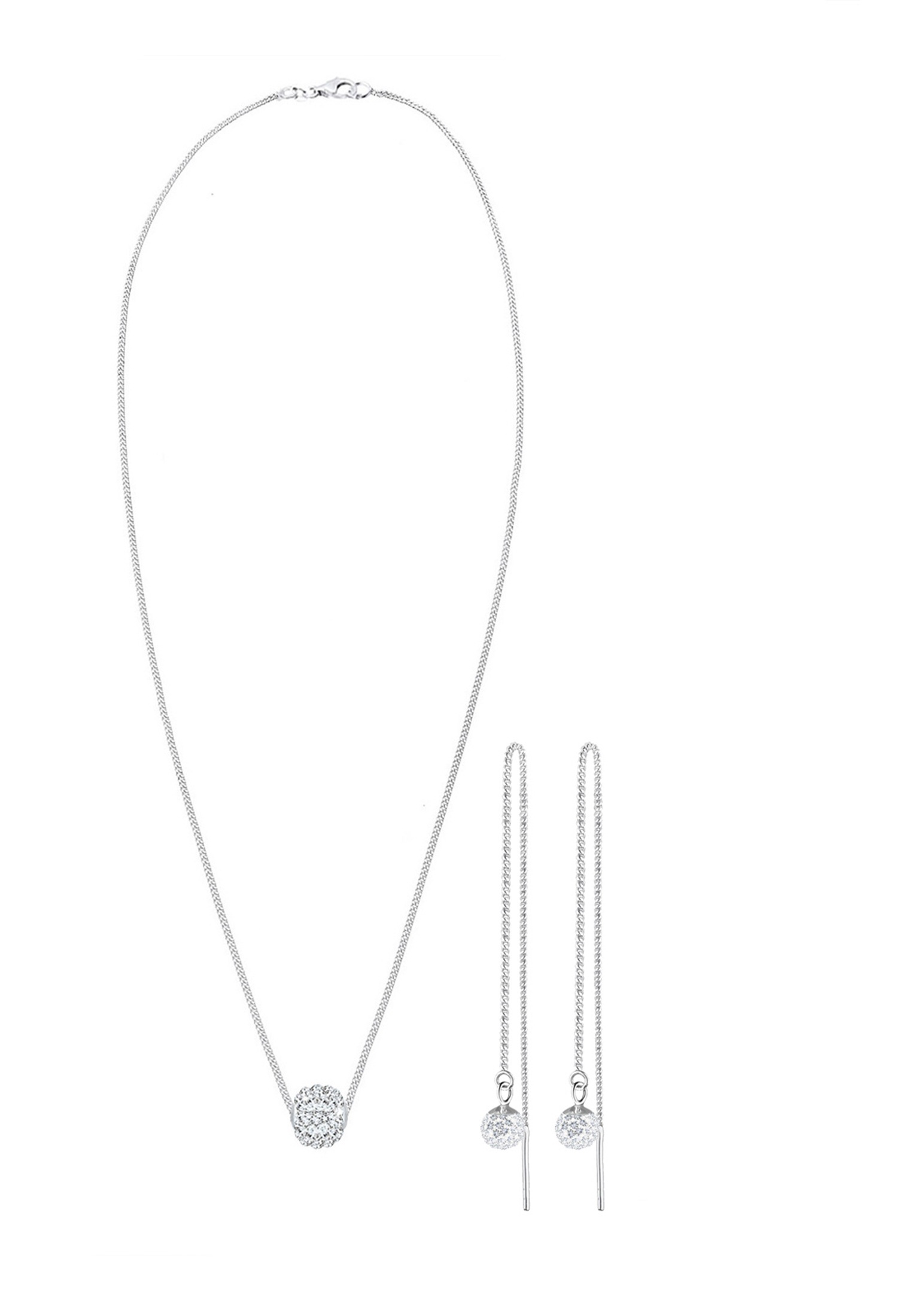 Elli Ohrring und Ketten Set »Schmuckset Set mit Kugel Weiß 925 Sterling Silber, mit Kristallen von Swarovski®«