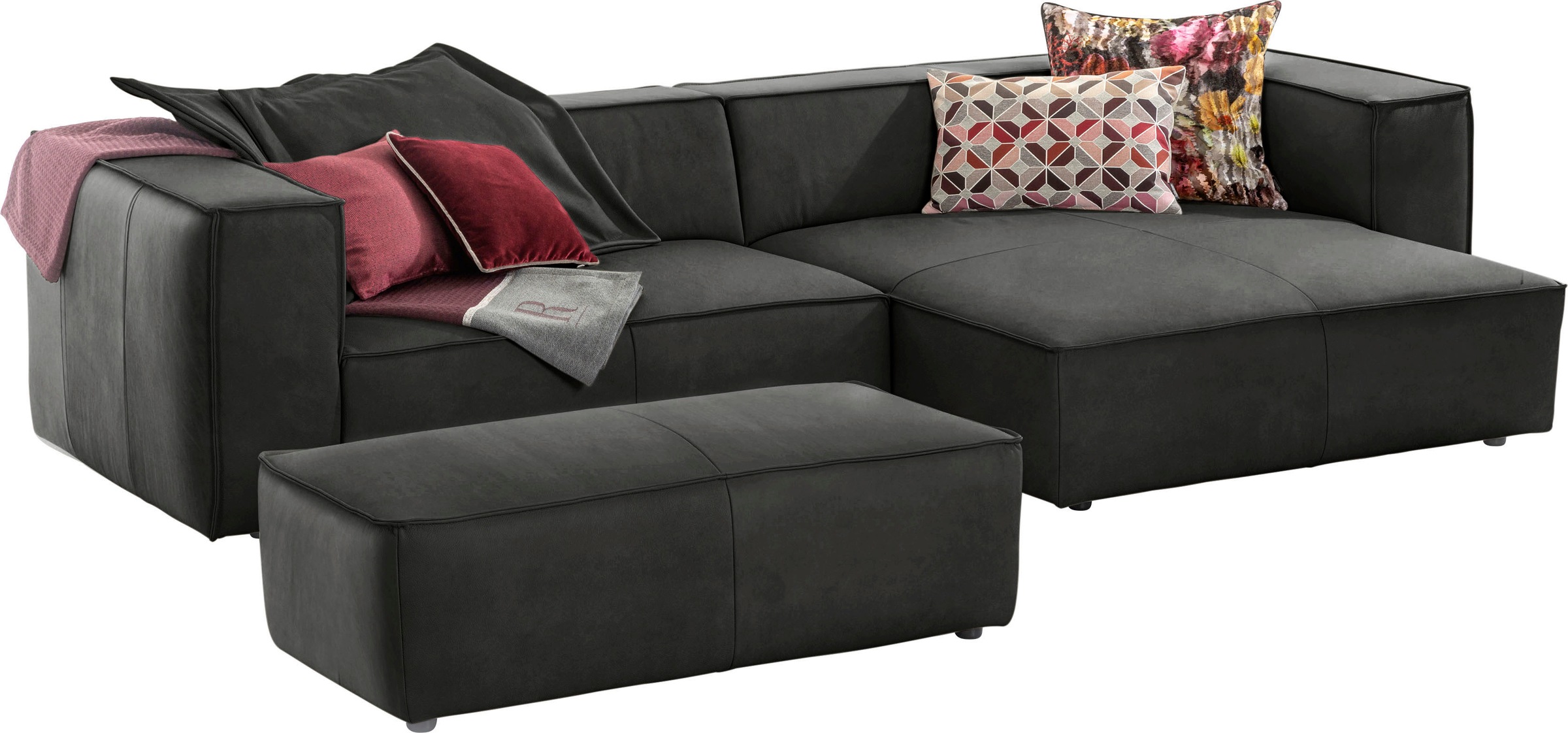 W.SCHILLIG Ecksofa »around-the-block, modern und elegant, bequem, L-Form«, mit eleganter Biese, mit Federkern