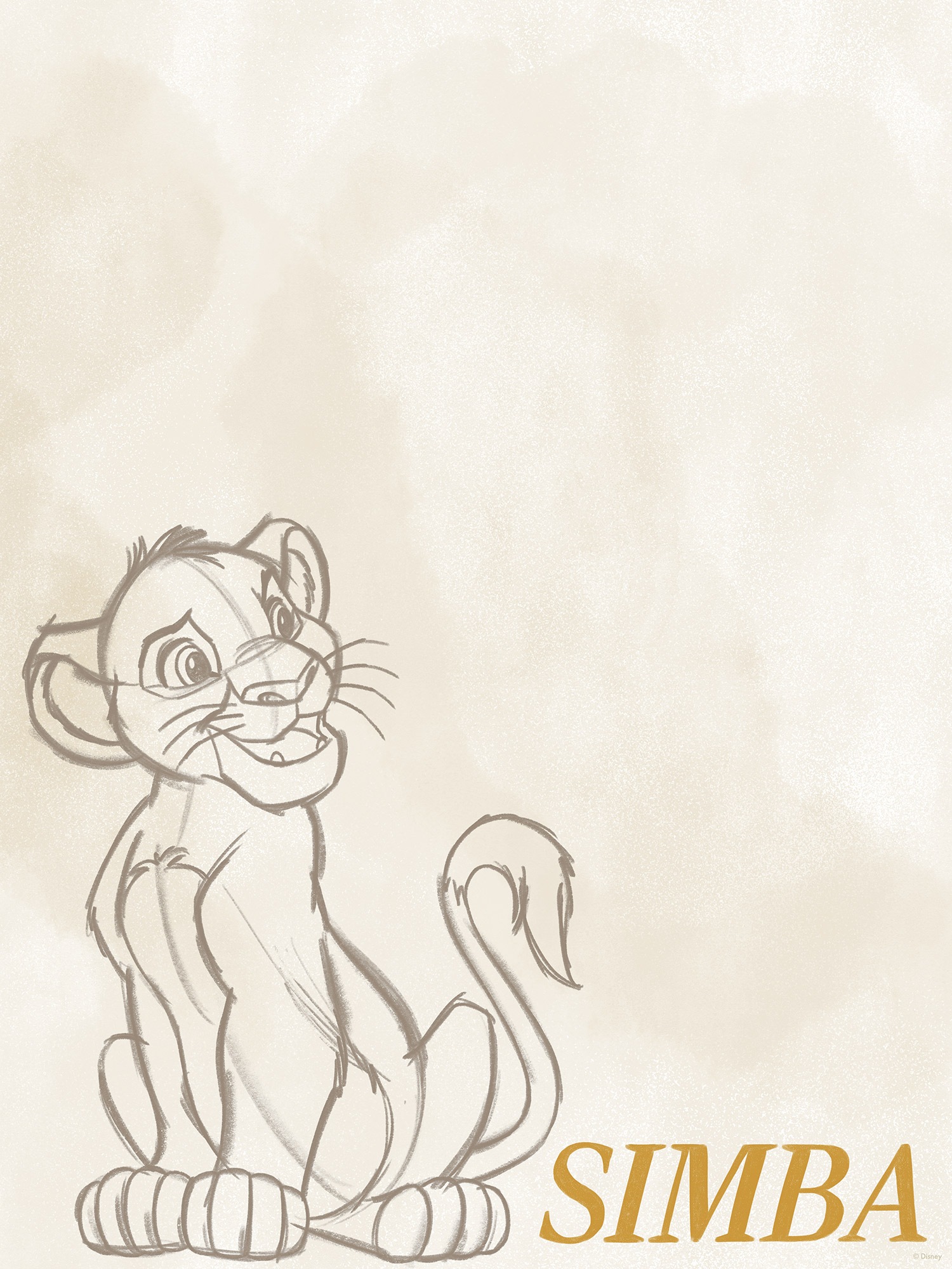 Komar Wandbild »Disney The Lion King Simba Sketch«, Disney, (Set, 1 St.), 30 x 40 cm (Breite x Höhe) - Kinderzimmer, Dekoration