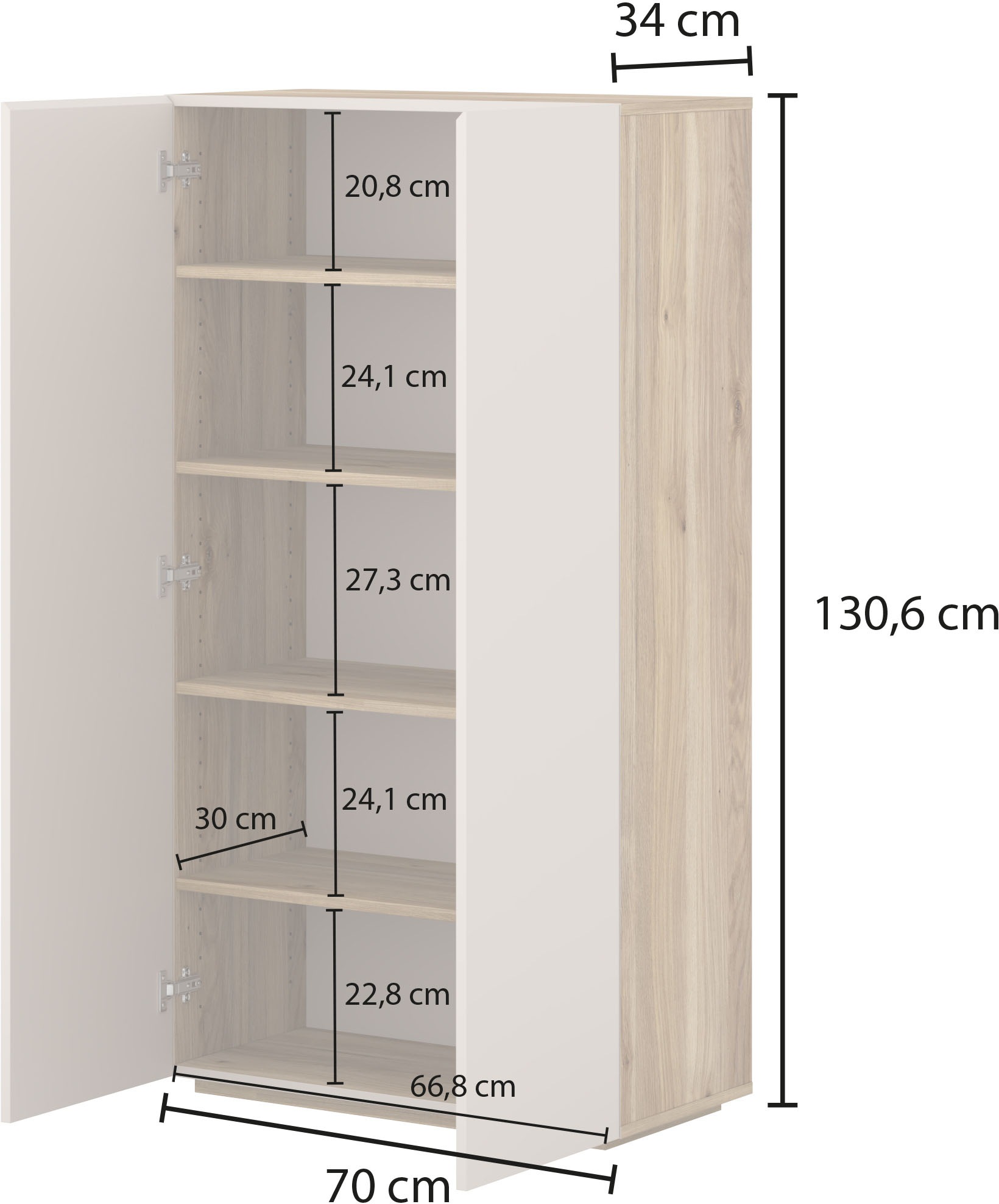 INOSIGN Schuhschrank »Criss moderner Griffloser Stauschrank, Allzweckschrank, Schuhkommode«, Mehrzweckschrank, Breite 70 cm, inclusive 4 verstellbare Einlegeböden