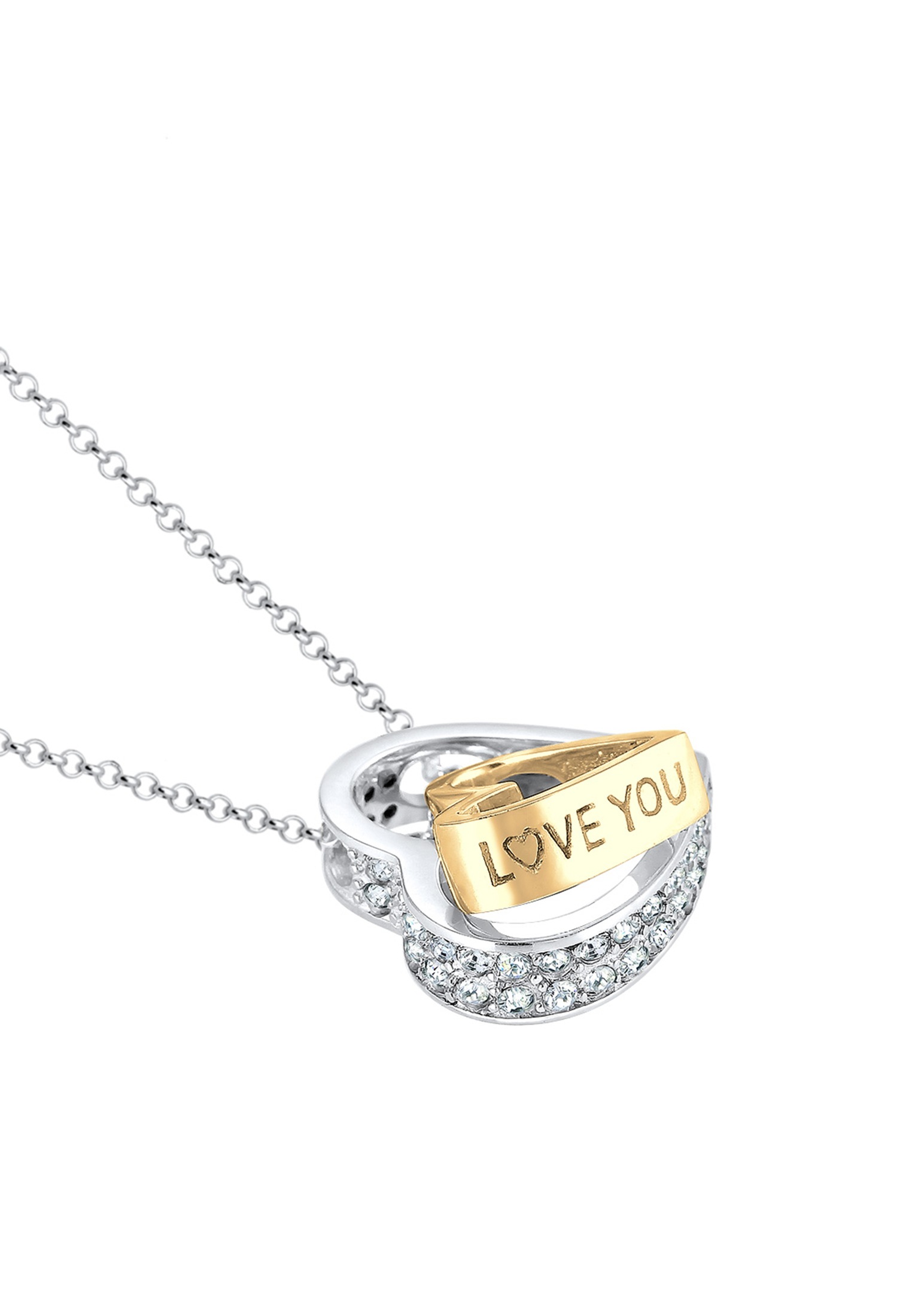 Elli Silberkette »Halskette Herz Weiß 925 Sterling Silber, mit Kristallen von Swarovski® Bicolor, mit Kristallen von Swarovski®«