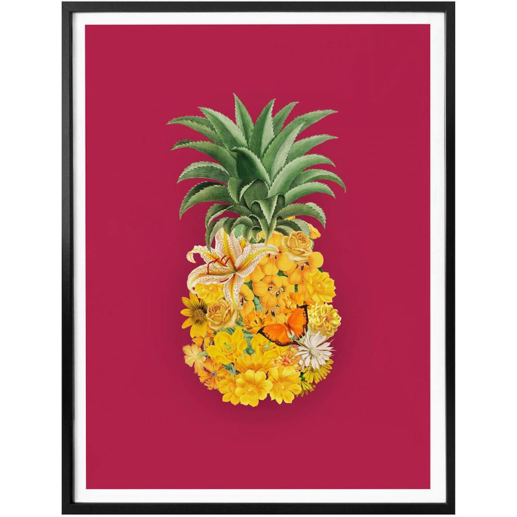 Wall-Art Poster »Ananas Blume Pink«, Blumen, (1 St.)