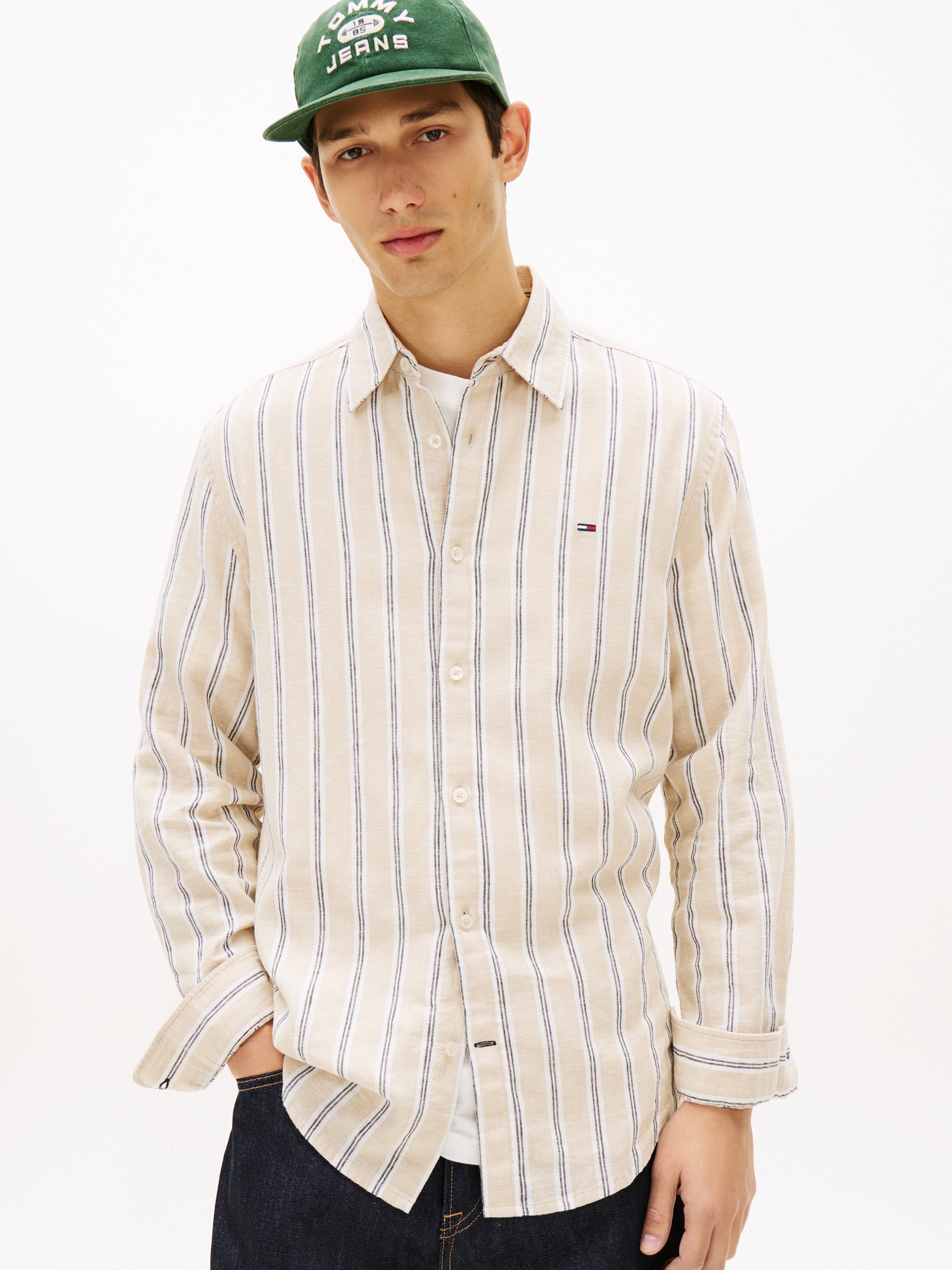 Tommy Jeans Langarmhemd »REGULAR LINEN MIX STRIPES« Regular fit mit Streifenmuster