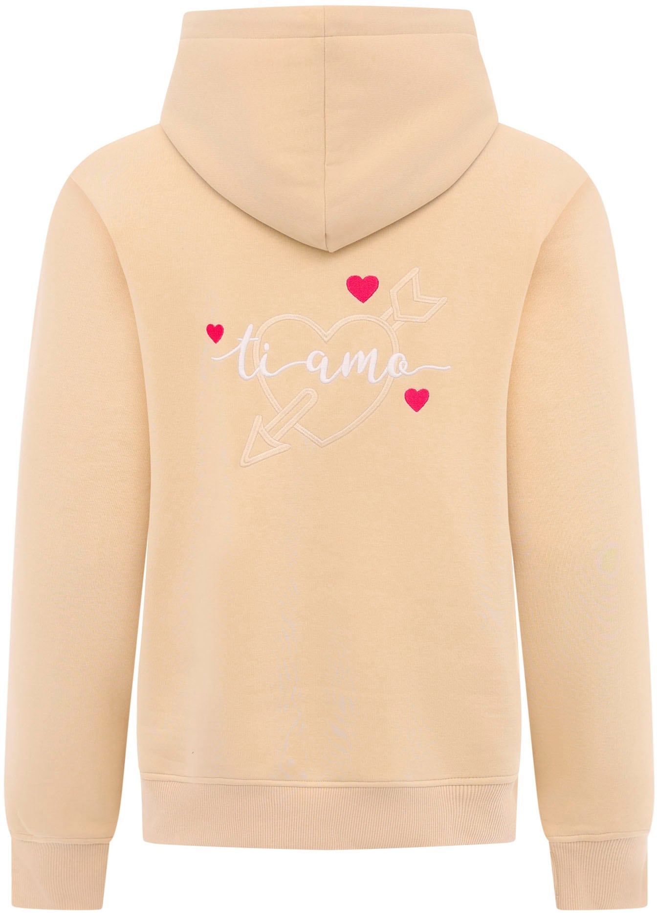 Zwillingsherz Hoodie, mit "Amore"-Aufstick und Herzchen am Rücken, Kapuze