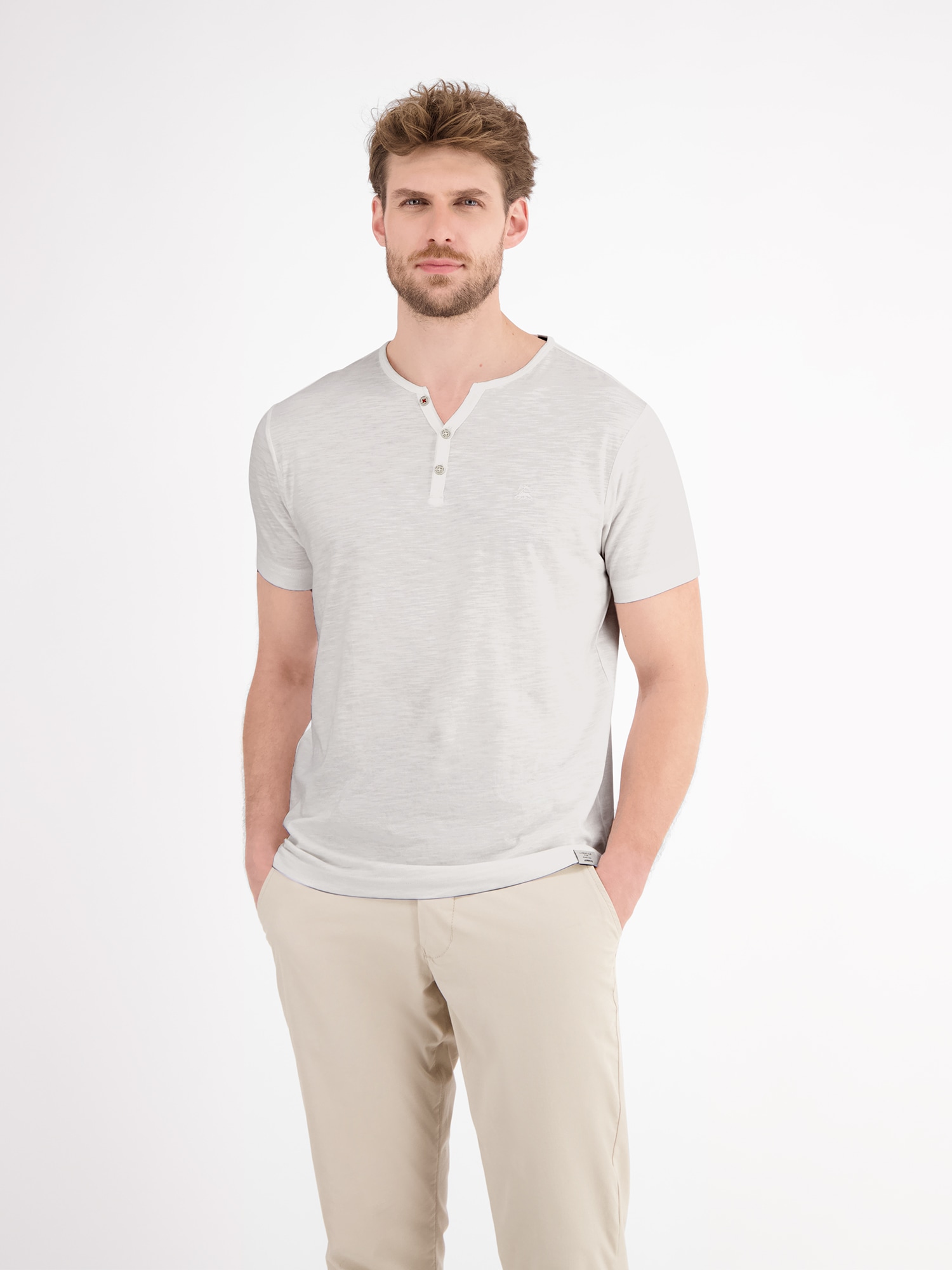 LERROS Henleyshirt »Serafino-Shirt in unifarbener Strukturware«