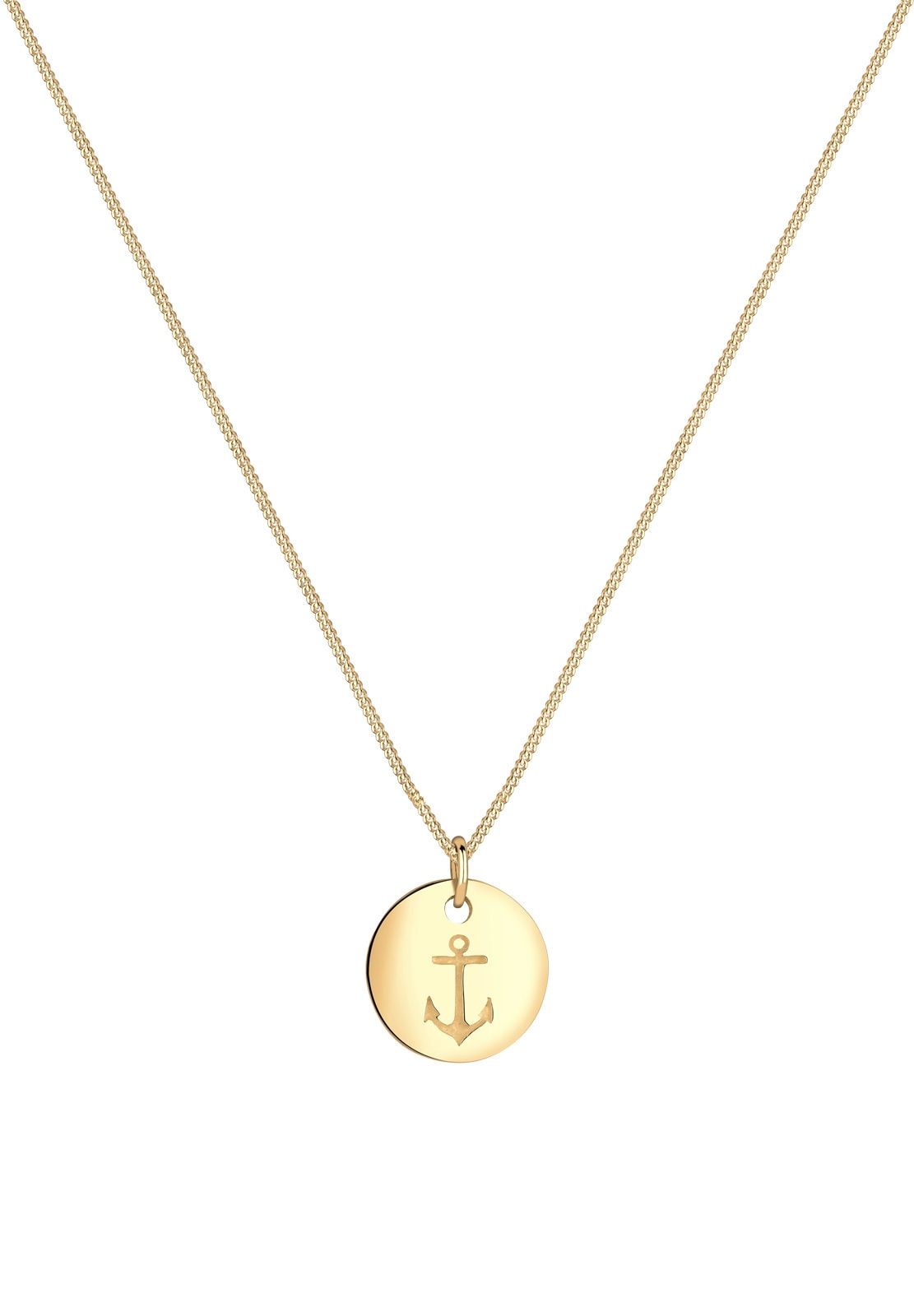 Elli Kette mit Anhänger »Halskette Anker Münze Maritim 925 Silber«