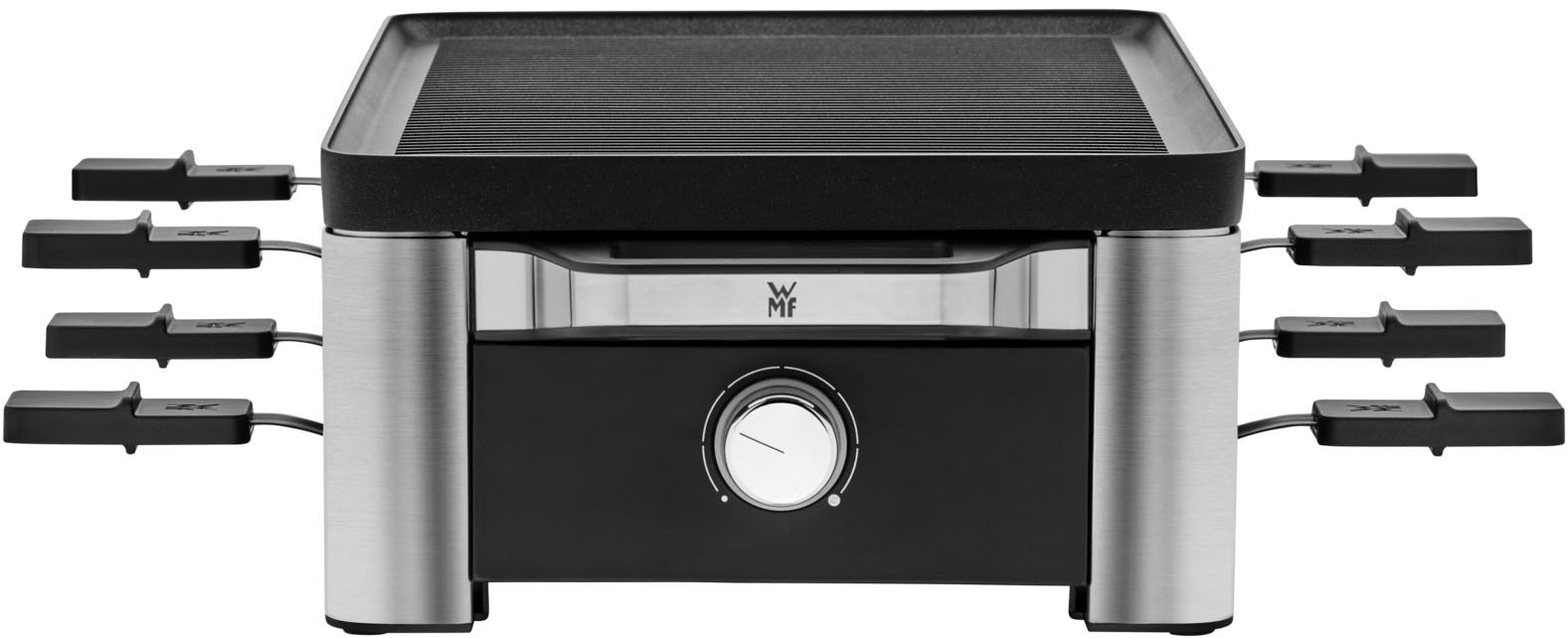 WMF Raclette »LONO, inkl. Parkebene für unbenutze Pfännchen«, 8 St. Raclettepfännchen, 1500 W, Spülmaschinengeeignete Pfannen und Spatel, antihaftbeschichtete Platte