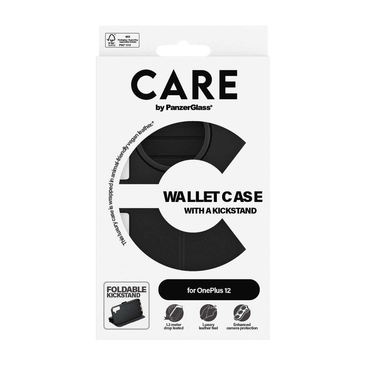 CARE by PanzerGlass Handyhülle »Wallet Case with Kickstand für OnePlus 12«, Backcover, Schutzhülle, Handyschutzhülle, Case, Schutzcase, stoßfest