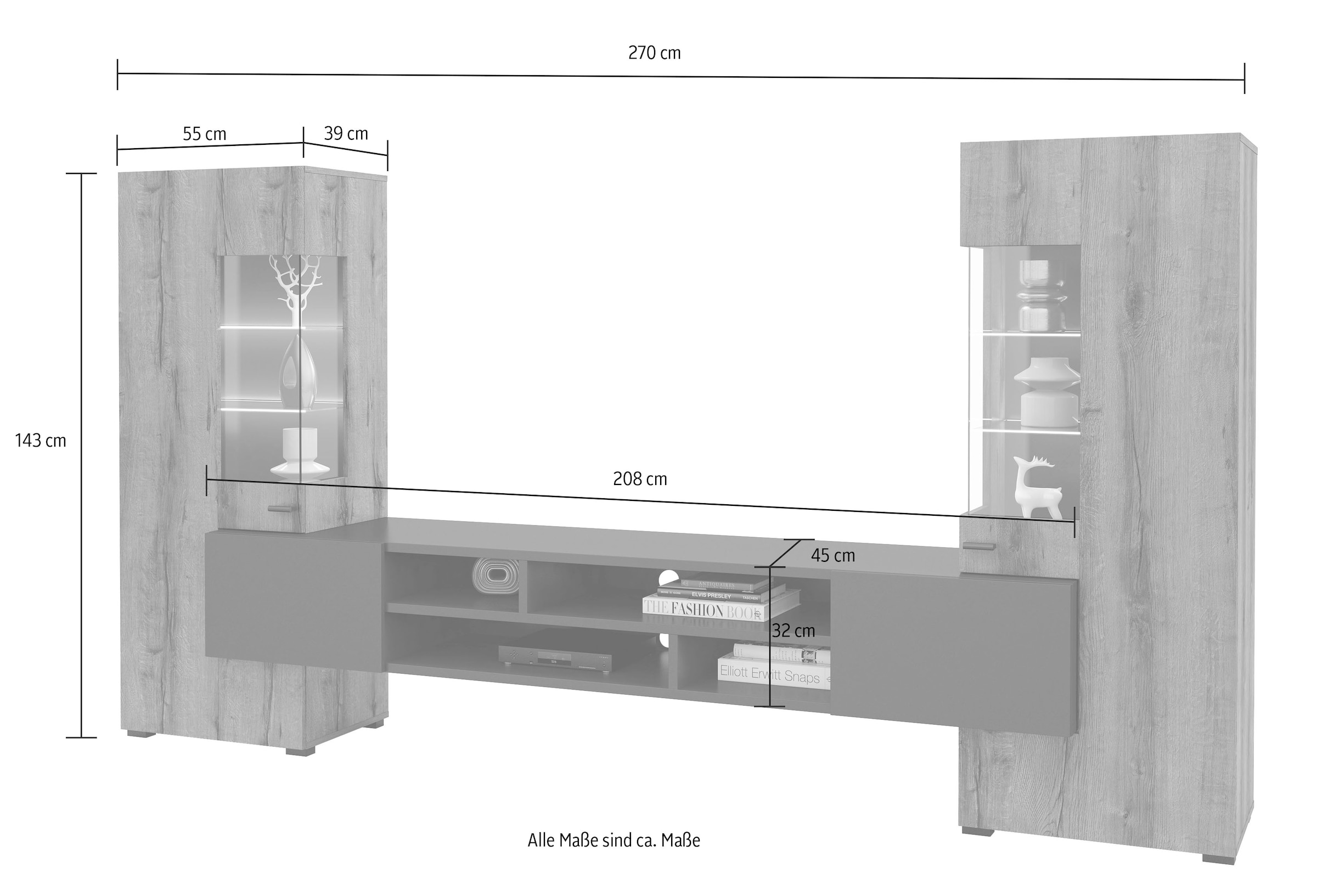 Helvetia Wohnwand »Coby«, Breite 270 cm