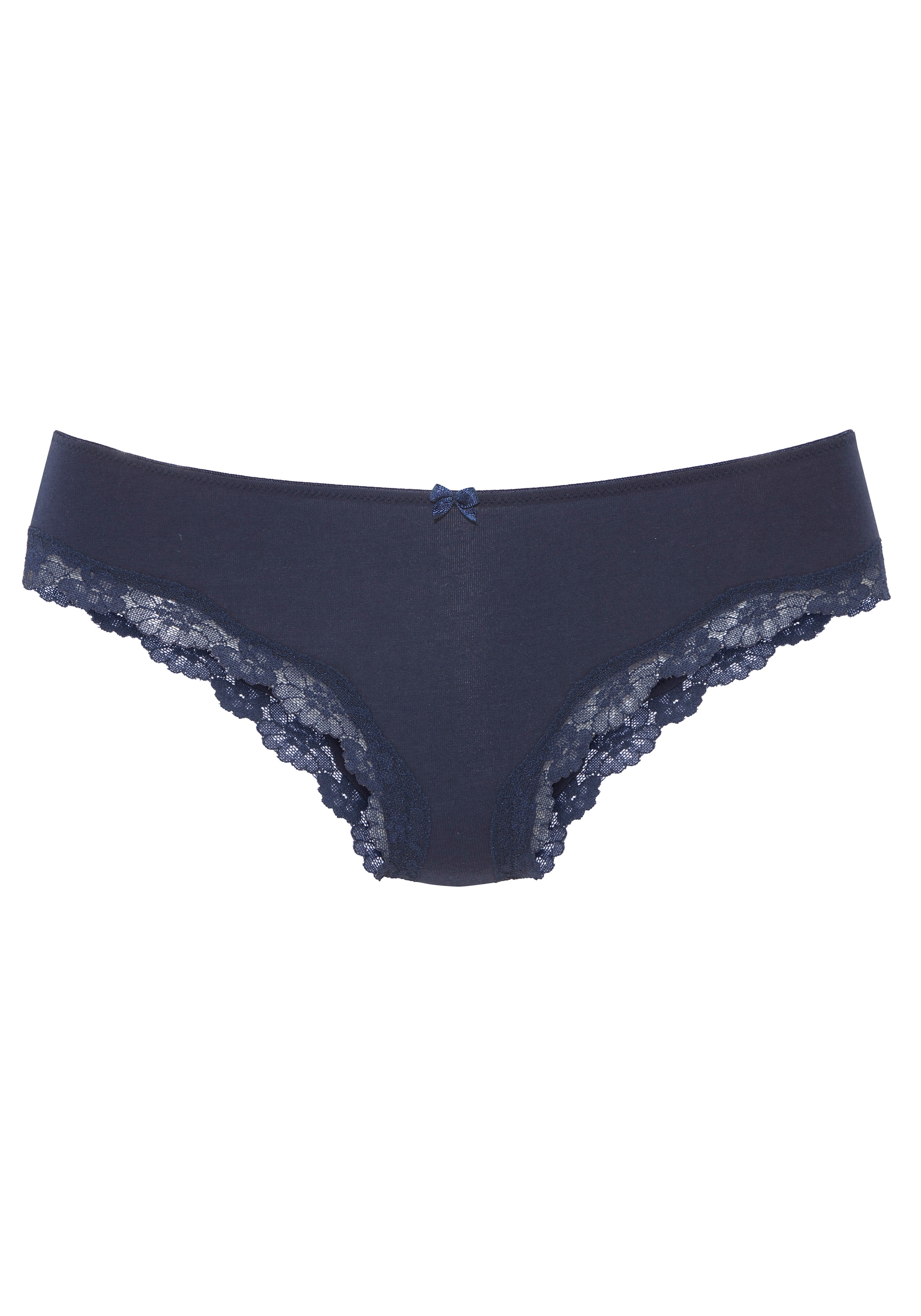 LASCANA Slip 3er-Pack,  aus elastischer Baumwolle mit zarter Spitze