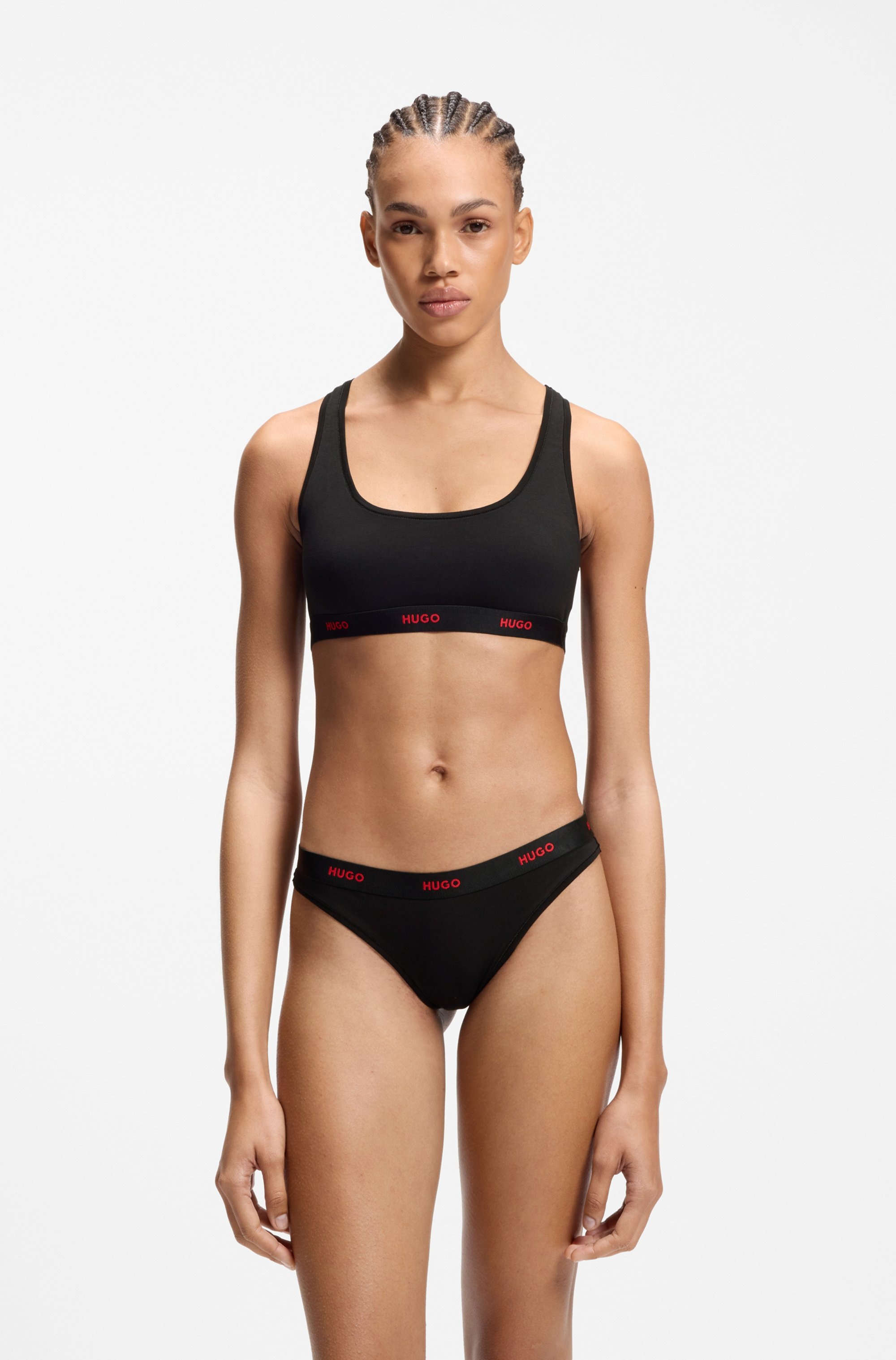 HUGO Underwear String »ID« aus Stretch-Baumwolle mit Logos am Bund