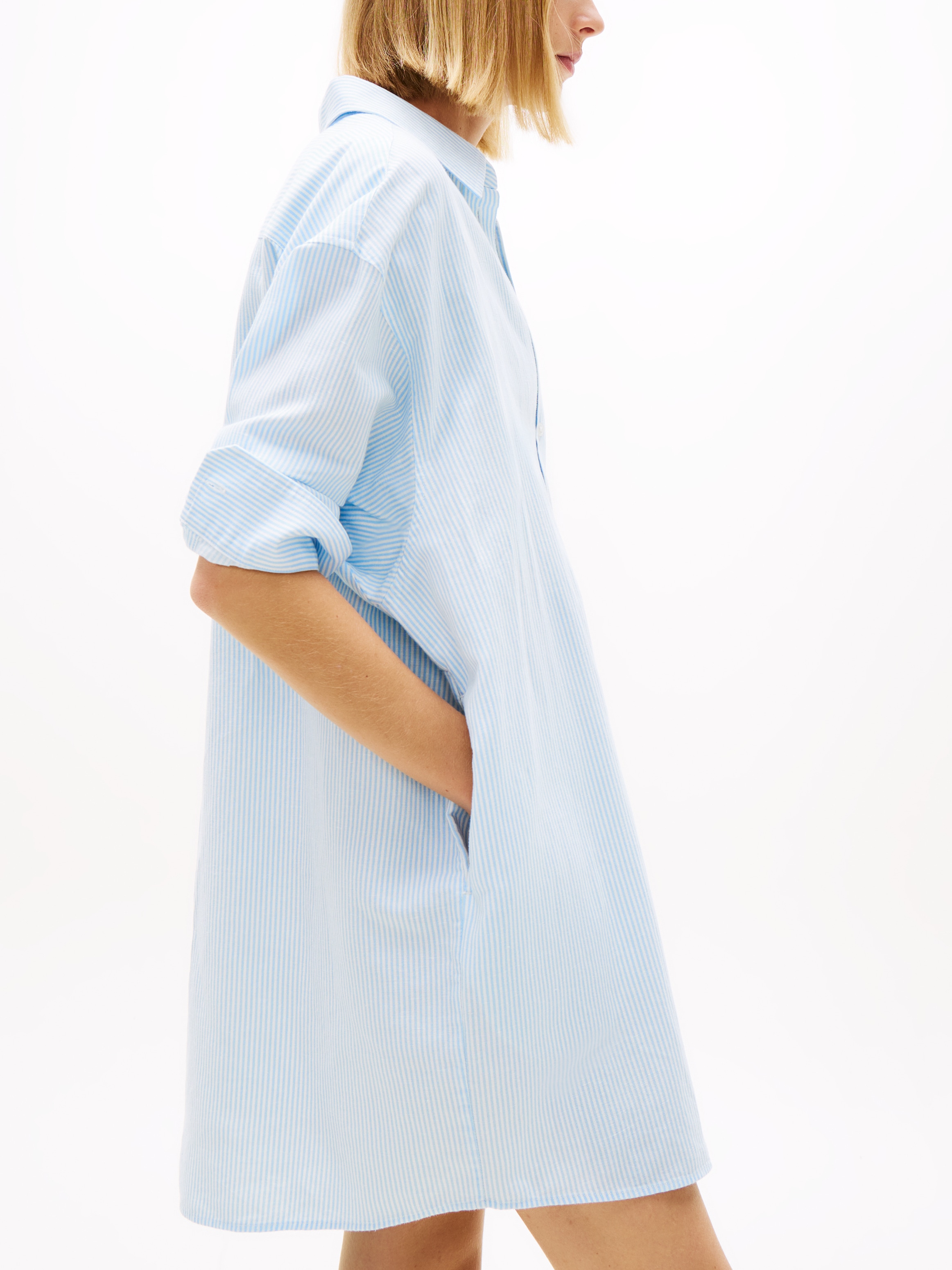 Tommy Jeans Hemdblusenkleid »TJW LINEN SHIRT DRESS EXT« Brusttasche | Eingrifftaschen Oversized, mit Knopfleiste