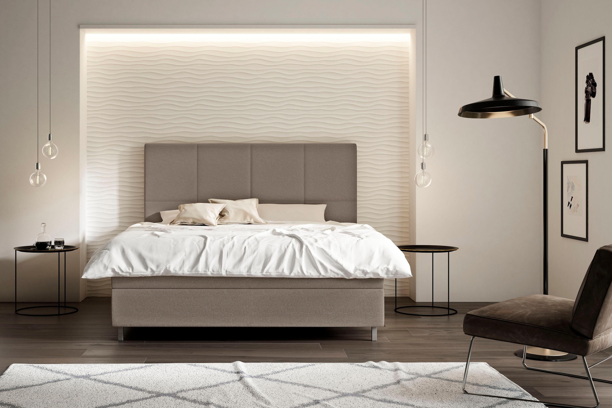 Boxspringbett »Saga«, GELTEX® Next Topper, Metallfuß in Chrom