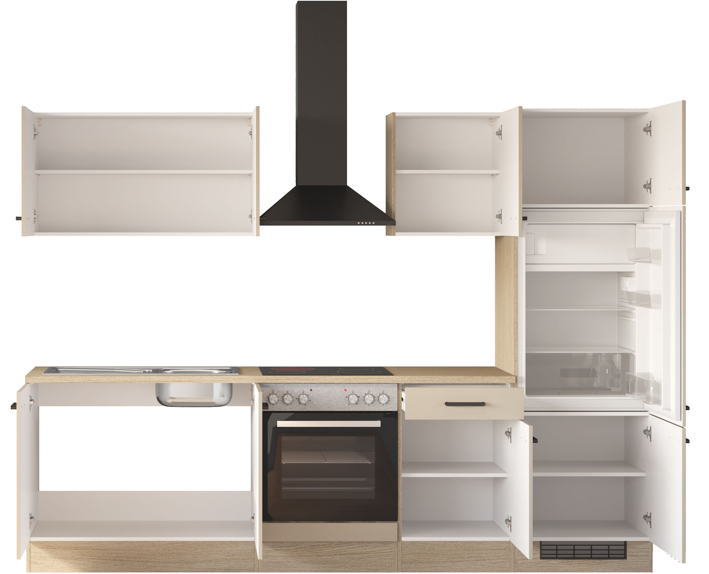 Flex-Well Küche »Creso, Breite 270 cm« wahlweise mit E-Geräte und Spüle in Edelstahl und schwarz