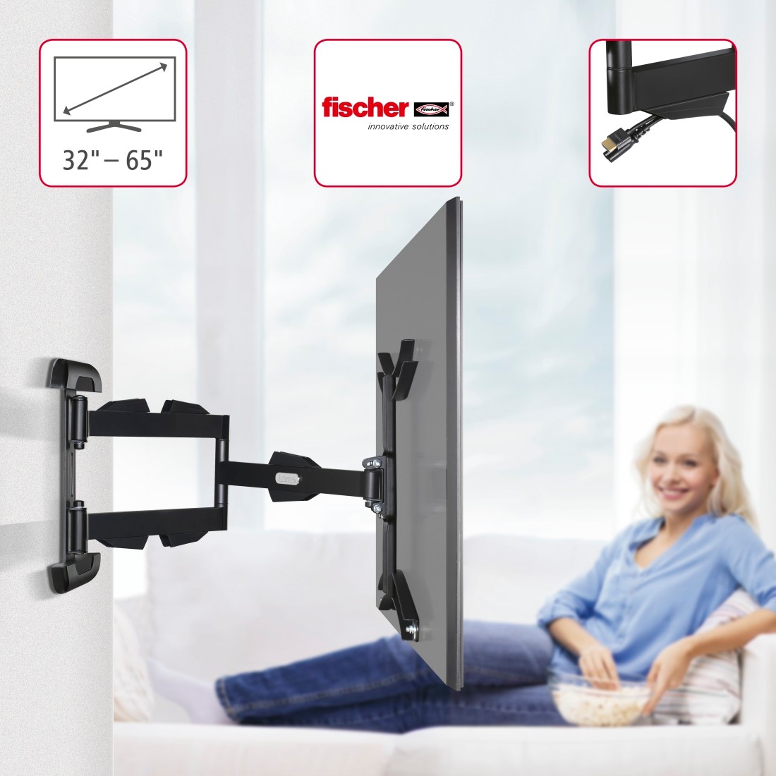 Hama TV-Wandhalterung »schwenkbar, ausziehbar, langer Arm,81 - 165 cm (32"- 65"),43",50",55"«, bis 165 cm Zoll