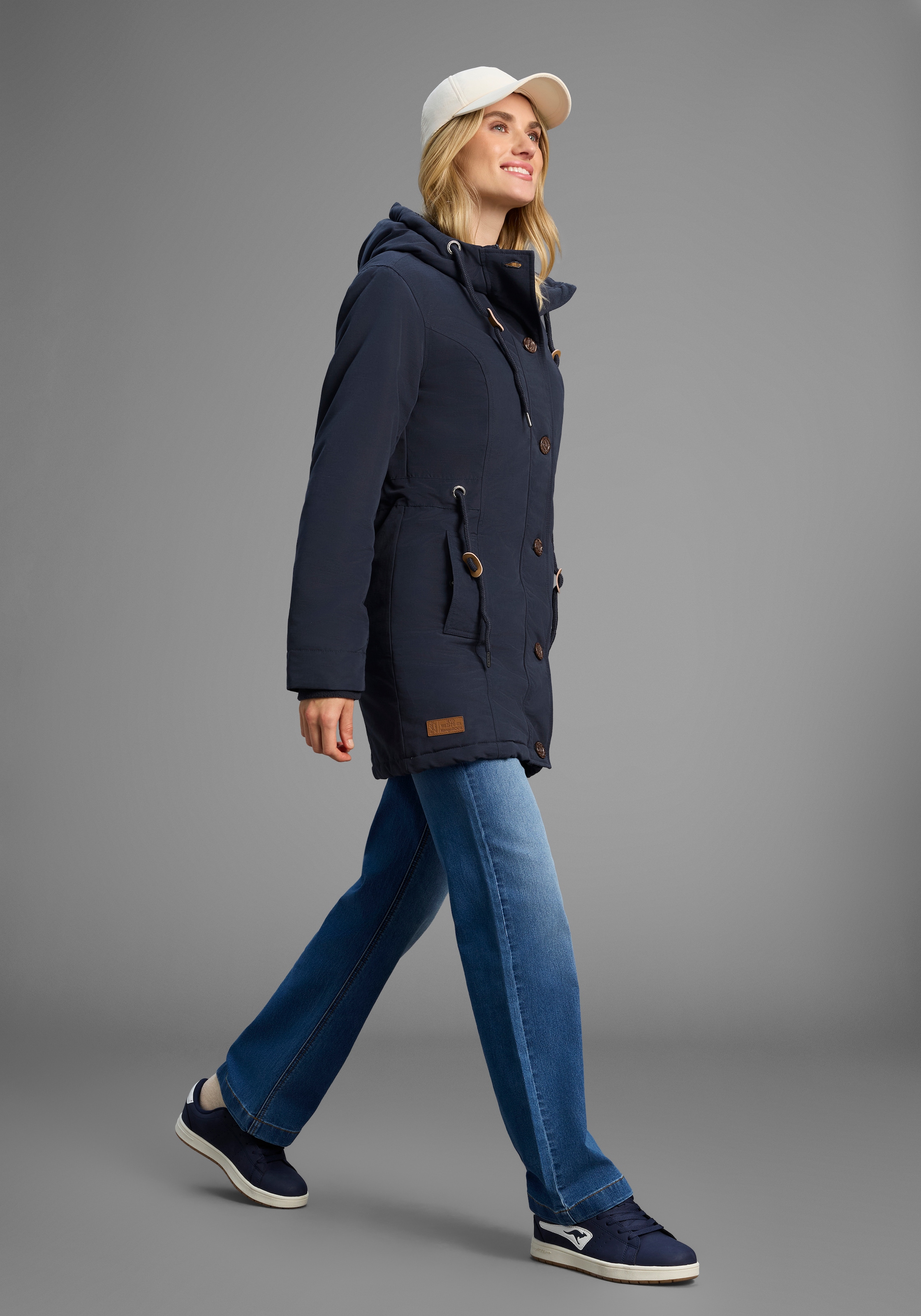 KangaROOS Winterjacke, mit Kapuze, für die kalte Jahreszeit, aus leichtem Webstoff, modisch