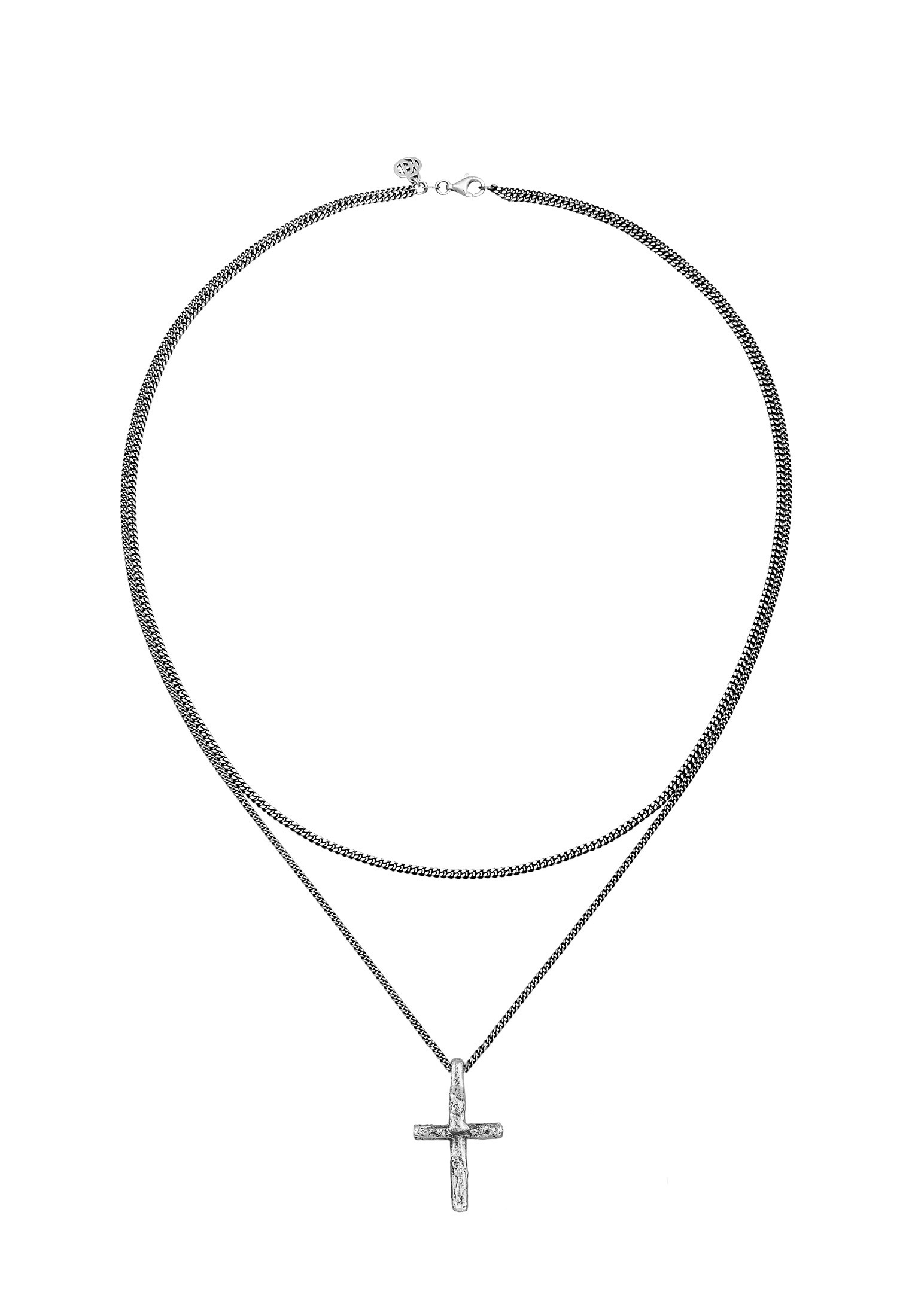 HAZE & GLORY Silberkette »Halskette Layer Kreuz Vintage Style 925 Silber«