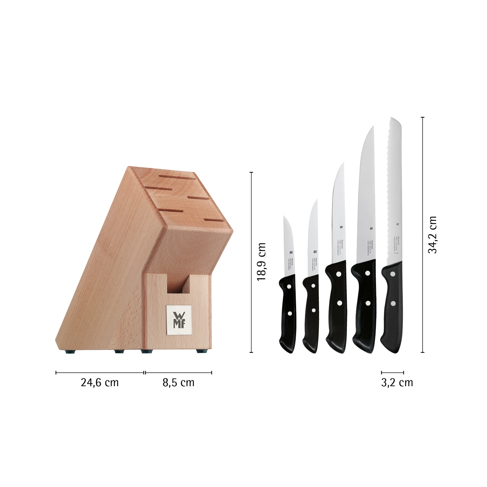 WMF Messerblock »Classic Line« 6 Stk. Messerklingen aus Spezialklingenstahl