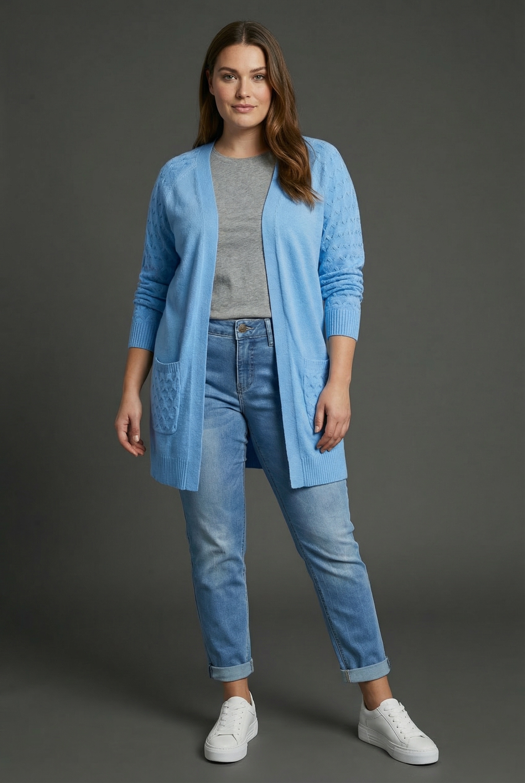 KangaROOS Cardigan casual Stil, bequeme Passform, mit Raglanärmeln, große Größen