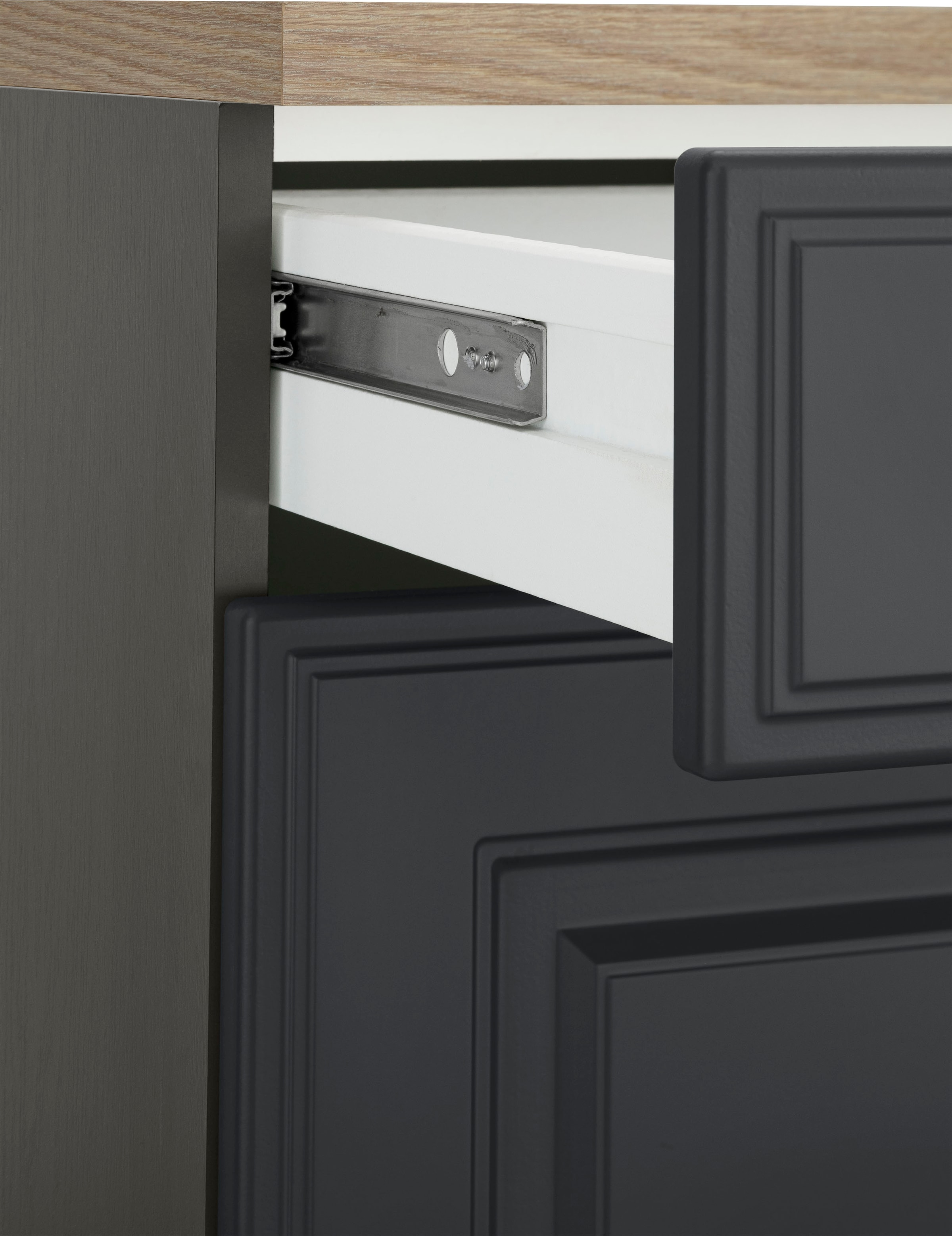 KOCHSTATION Küchenzeile »KS-Stockholm« Breite 310 cm, mit hochwertigen MDF Fronten im Landhaus-Stil