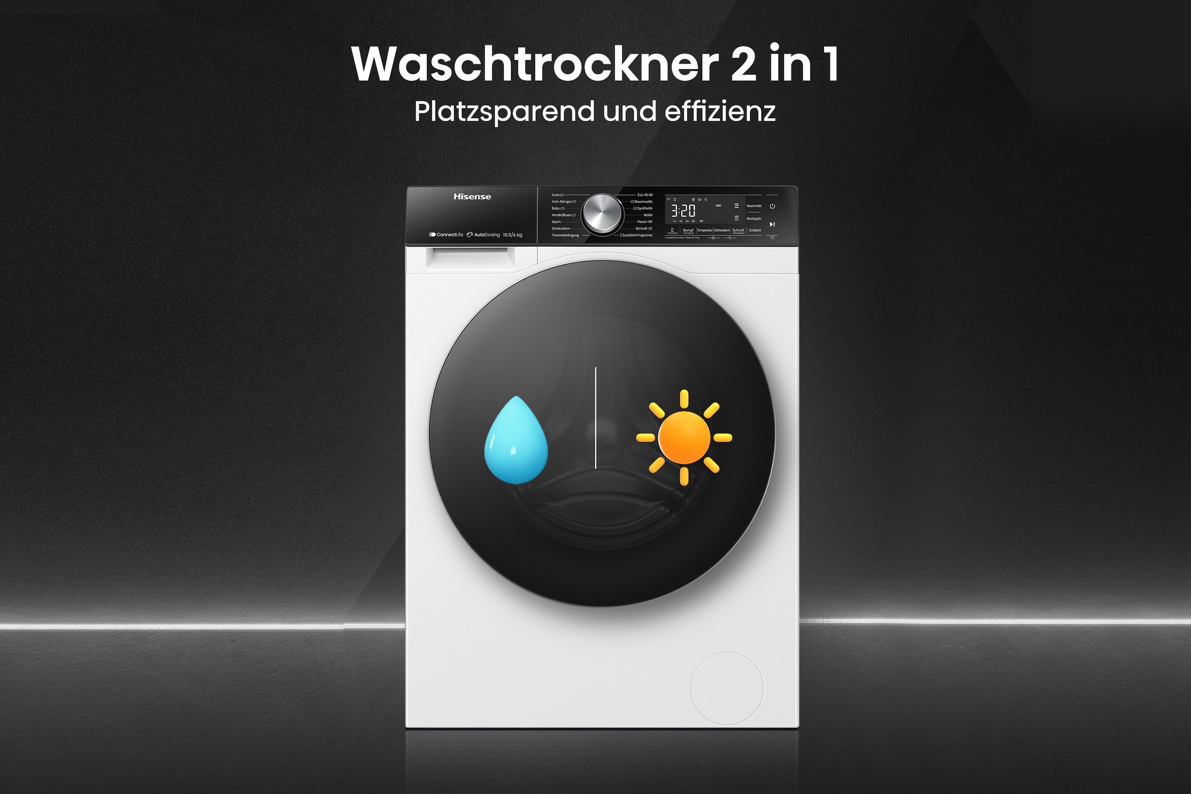 Hisense Waschtrockner »WD5S1045BW« 10,5 kg /6 kg 72 dB(A) 10,5kg/ 6kg