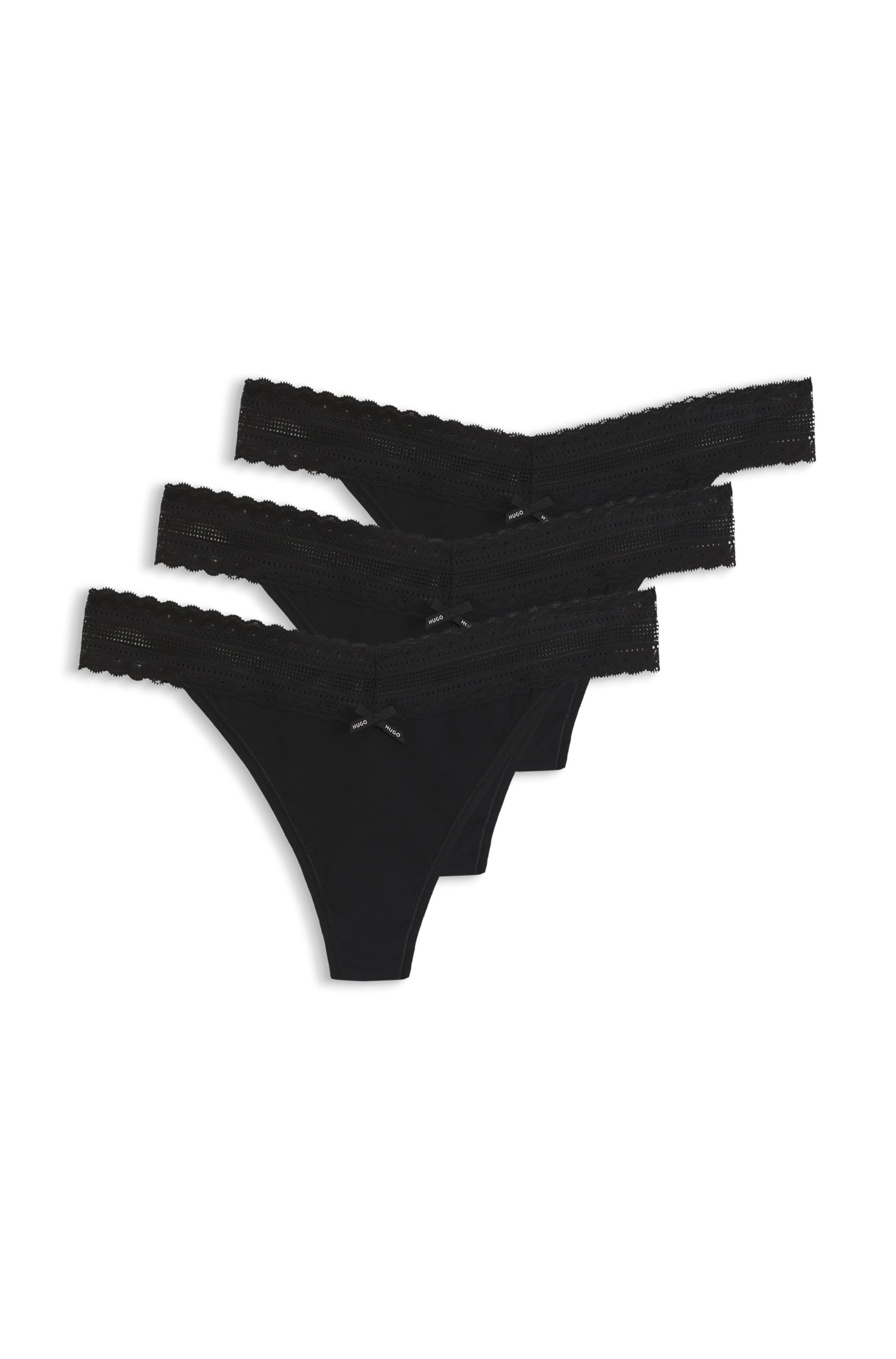 HUGO Underwear String »Lace« Packung, 3 Stk. mit Spitzeneinsatz