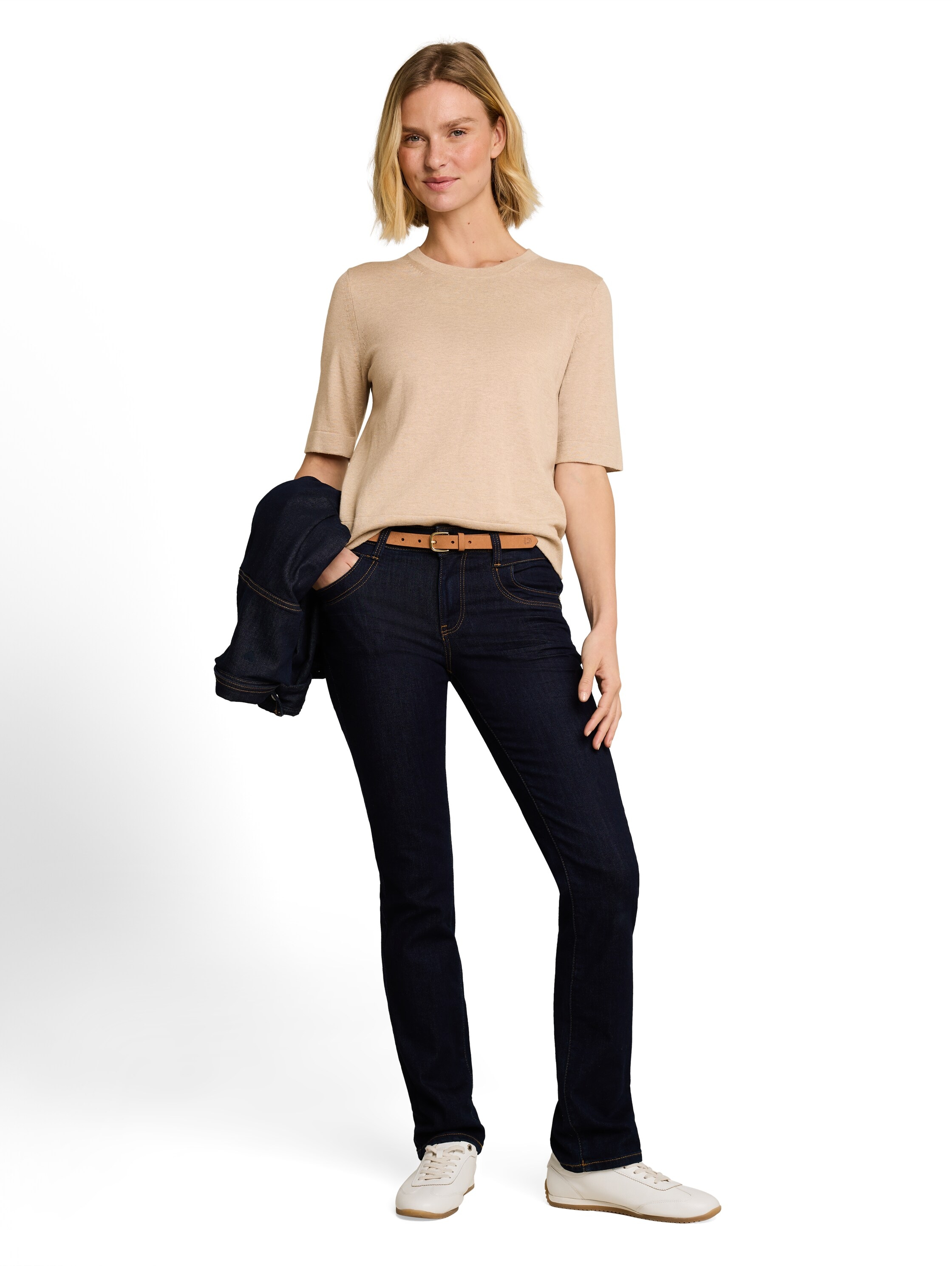 TOM TAILOR Strickpullover Sommer-Pulli - Halbarm -mit Viskose und Stretch