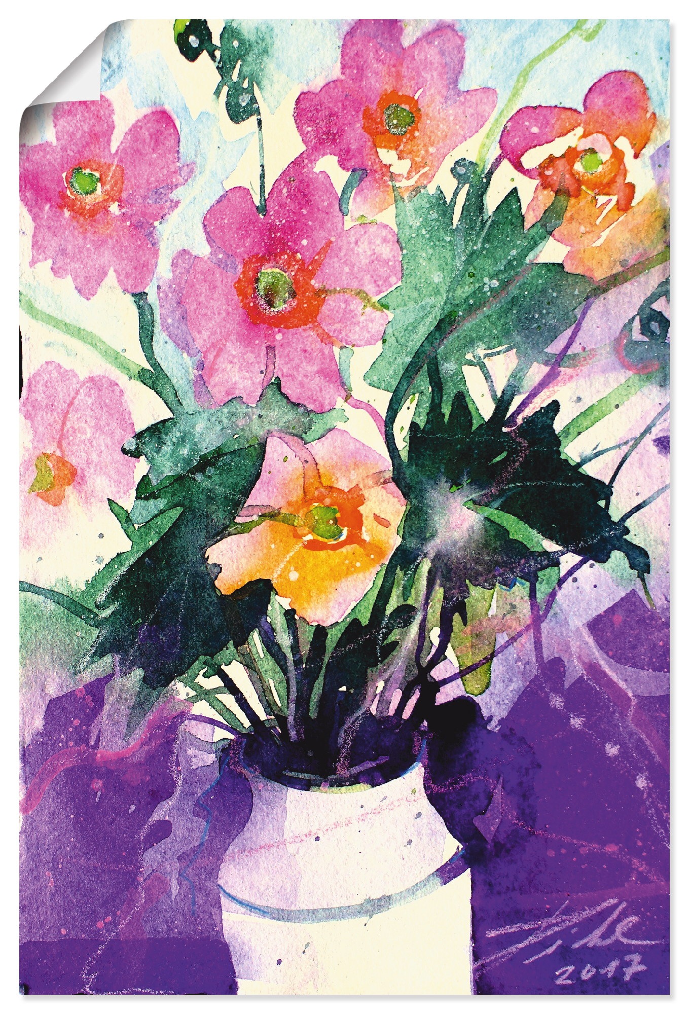 Artland Wandbild »Herbst-Anemonen in Vase«, Blumen, (1 St.), in vielen Größen & Produktarten - Alubild / Outdoorbild für den Außenbereich, Leinwandbild, Poster, Wandaufkleber / Wandtattoo auch für Badezimmer geeignet