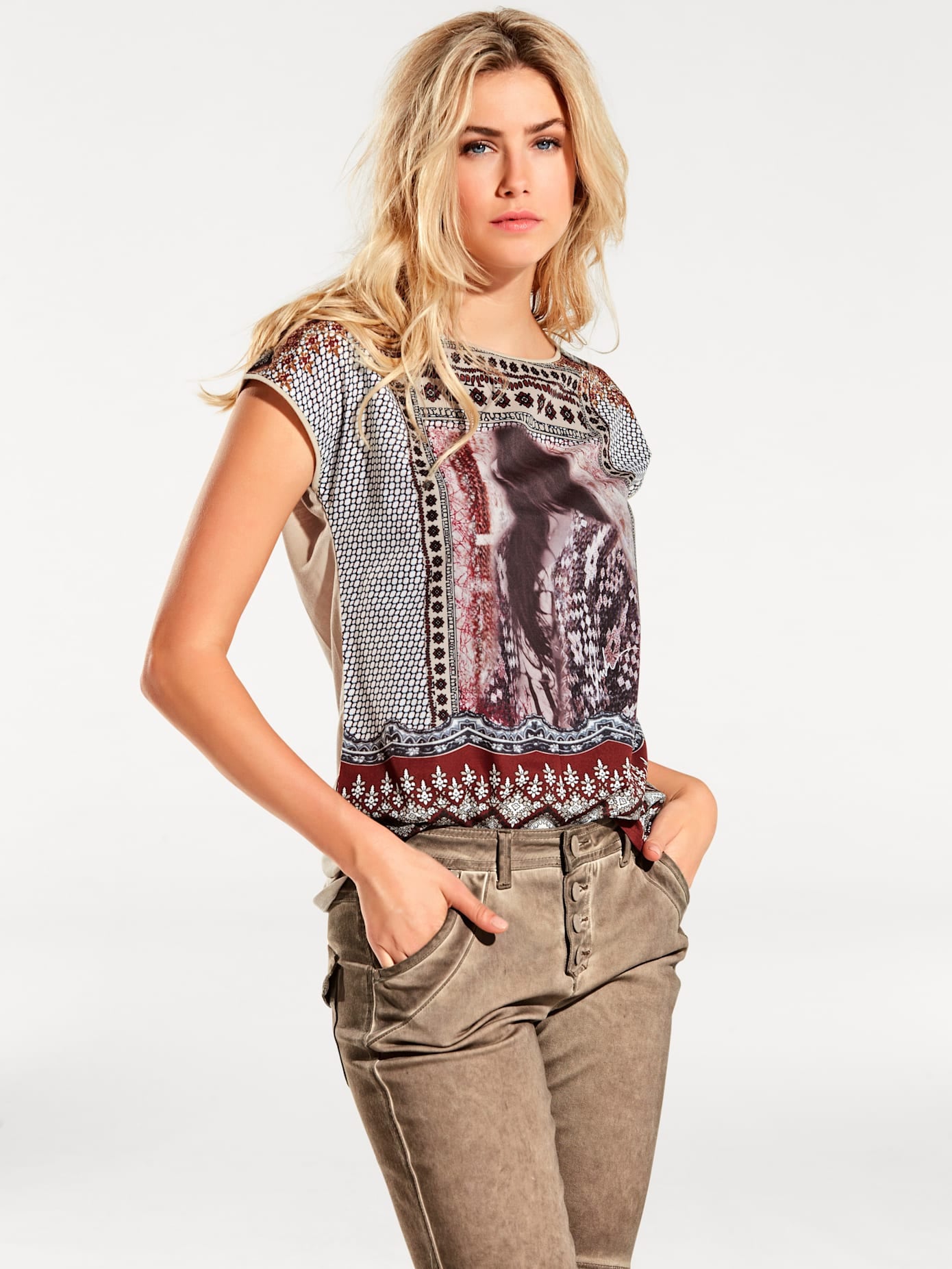 heine Rundhalsshirt »Druck-Shirt«, (1 tlg.)