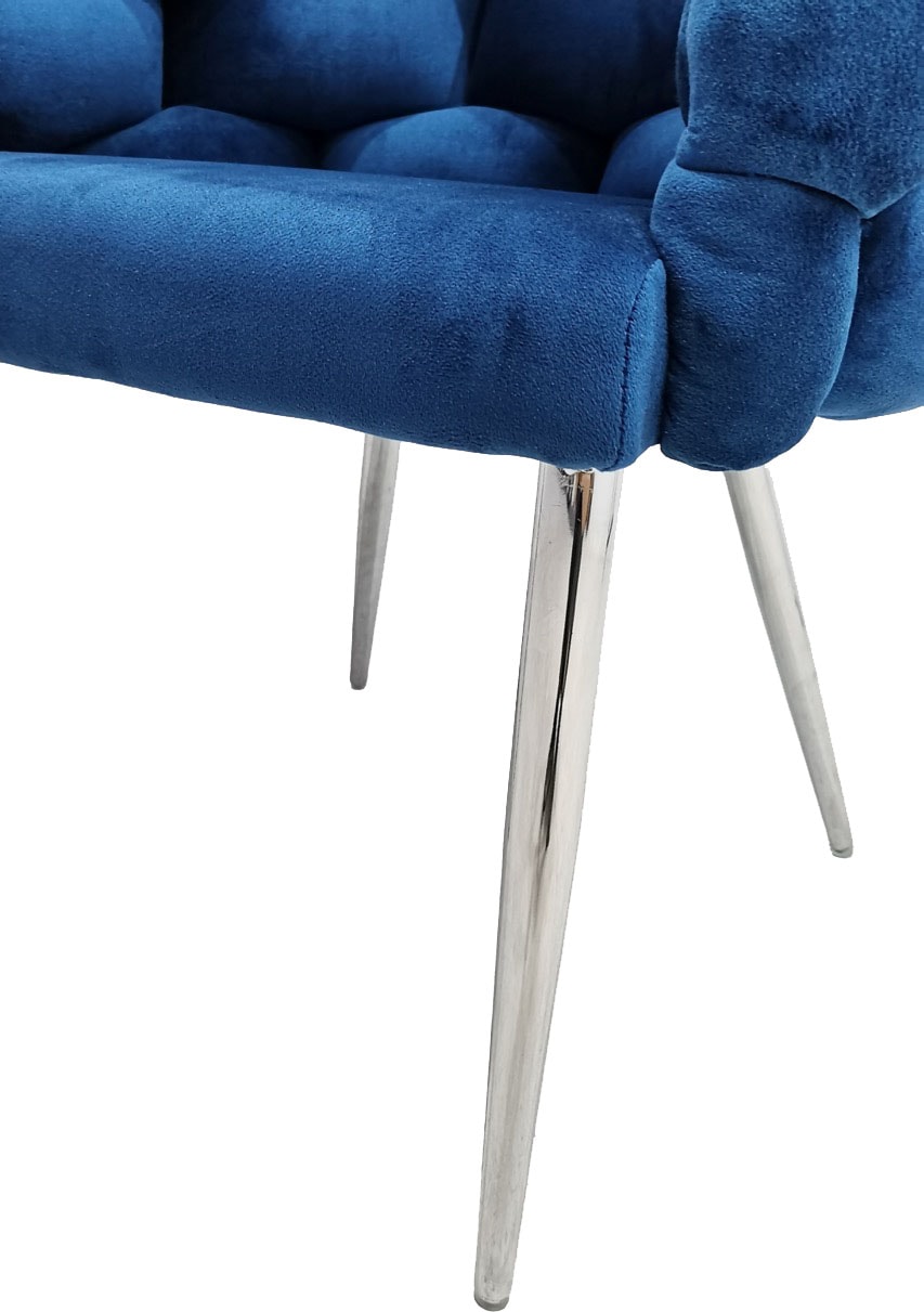 Kayoom Polsterstuhl »Stuhl Grace 125 2er-Set, Gestell aus Eisen, bequem gepolstert« (Set) 2 Stk. Graziöses Design, absolutes Eye-Catcher, geflochtener Rücken