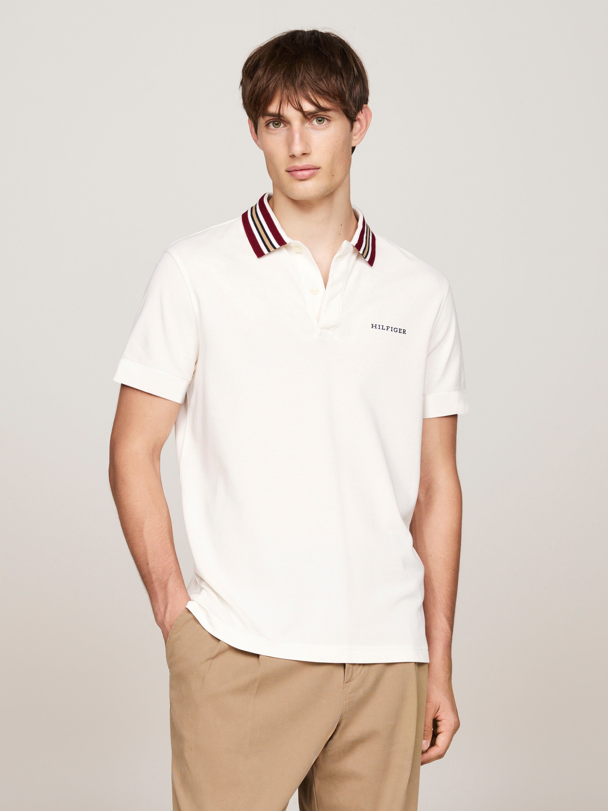 Tommy Hilfiger Poloshirt »GIFTING POLO RWB COLLAR REG POLO«, Streifen an Kragen und Bündchen