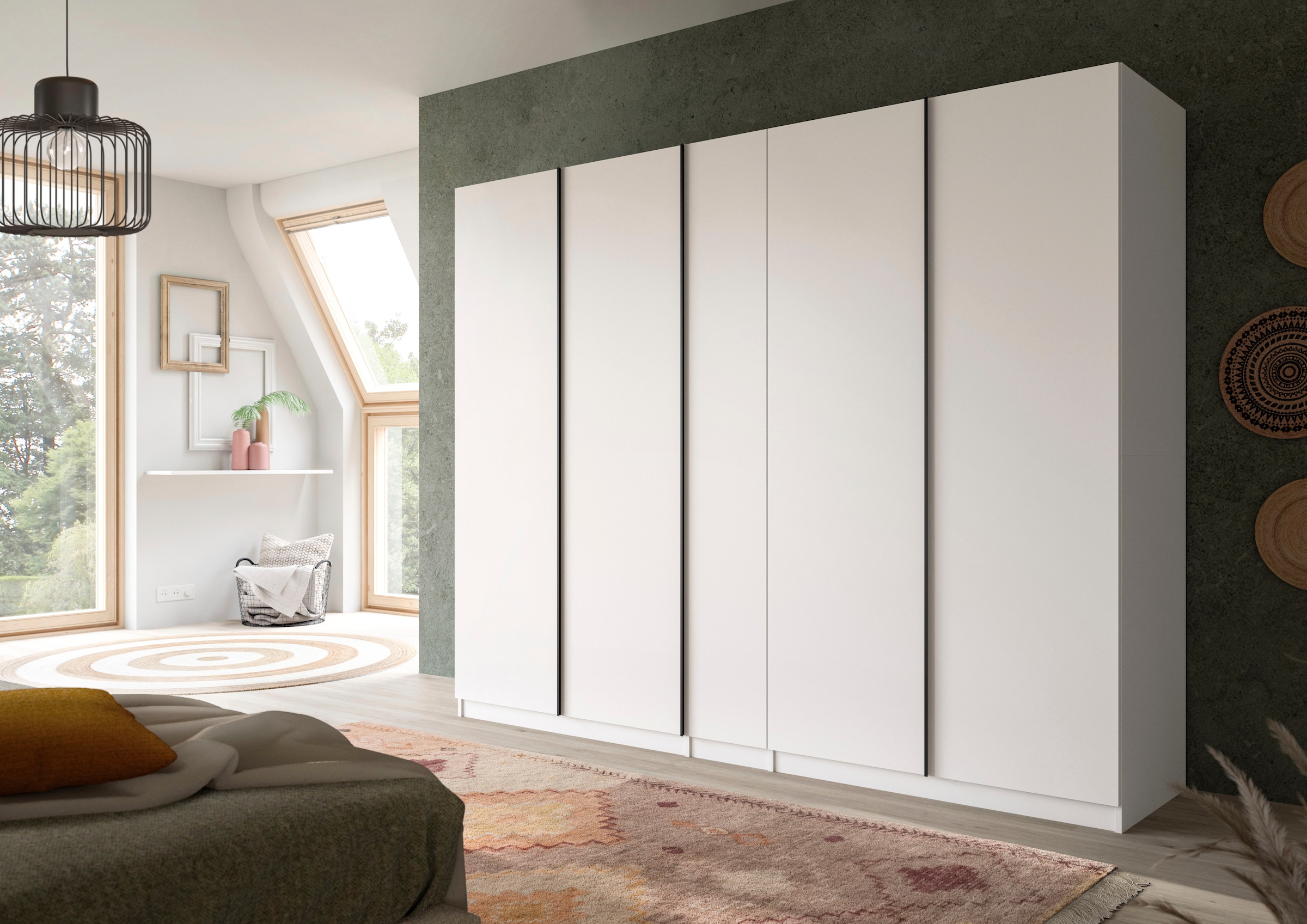Home affaire Kleiderschrank »BENDINGO, TOPSELLER!, Schlafzimmerschrank, Schrank, Garderobenschrank«, (OTTO BESTSELLER, Garderobe & Schlafzimmer), Breite 230cm, weiß, 5-türig, 2 Kleiderstangen, 6 Böden, 4 Schubladen